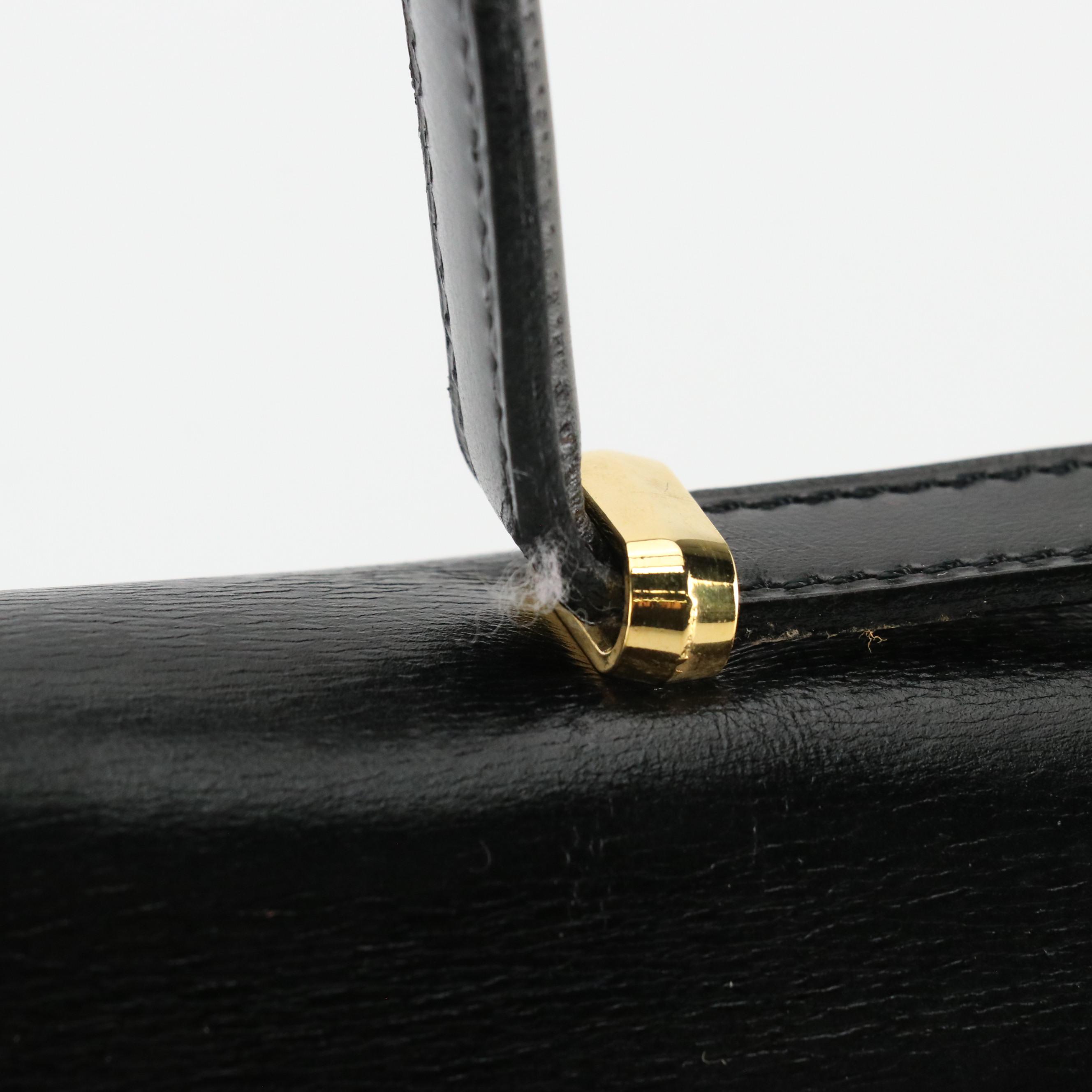 Christian Dior Top Handle Envelope Flap Handbag in Black Leather