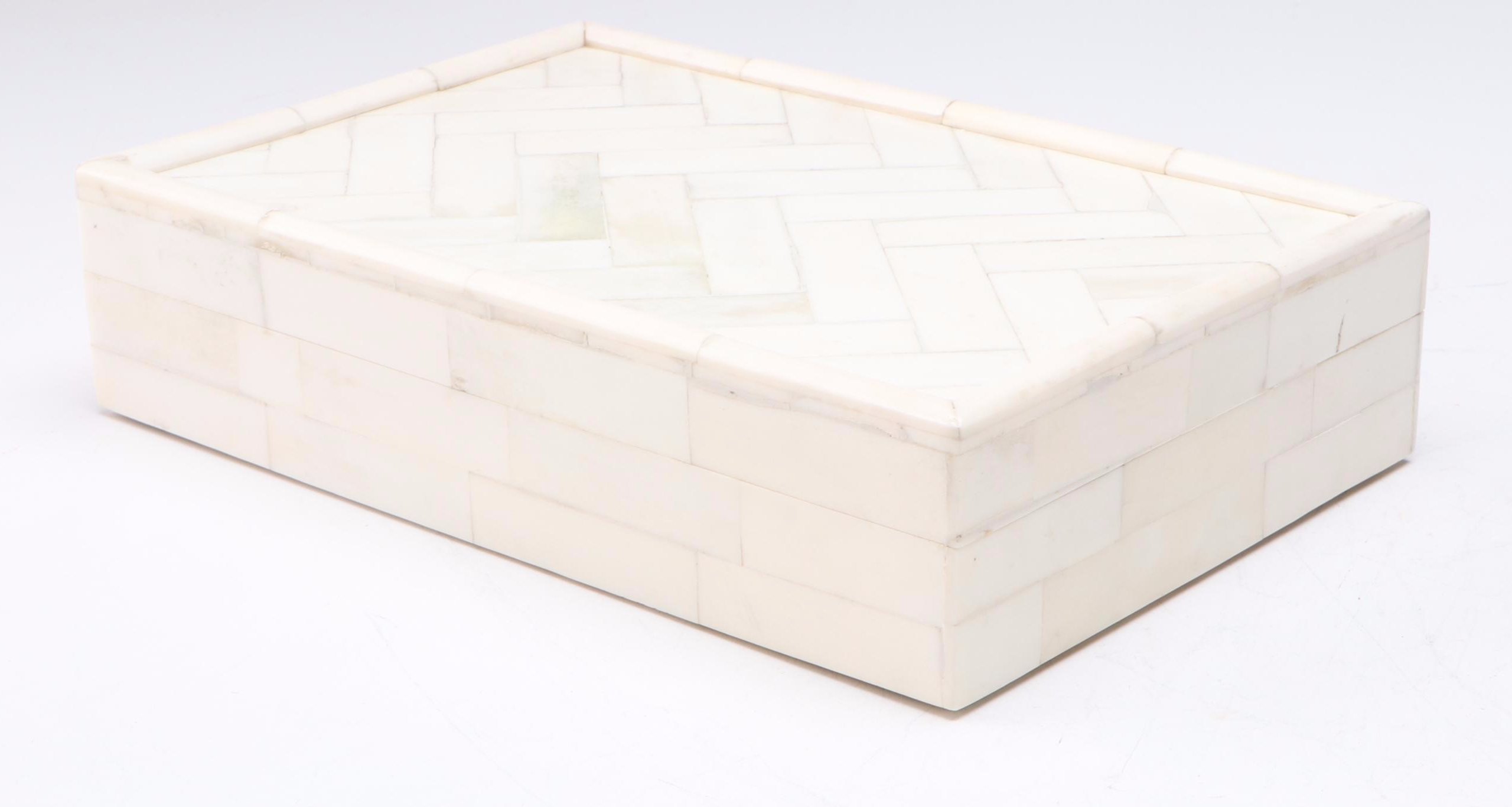 Asili Chevron Tessellated Box with Polished Gemstones