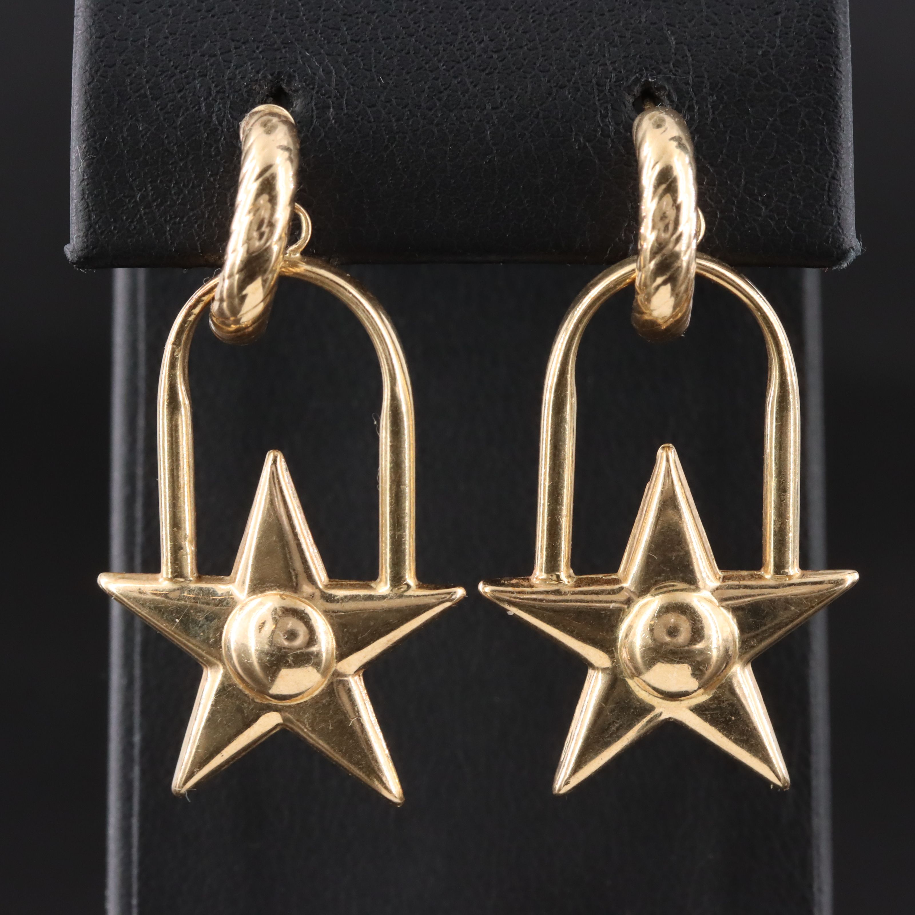 14K Star Drop Earrings