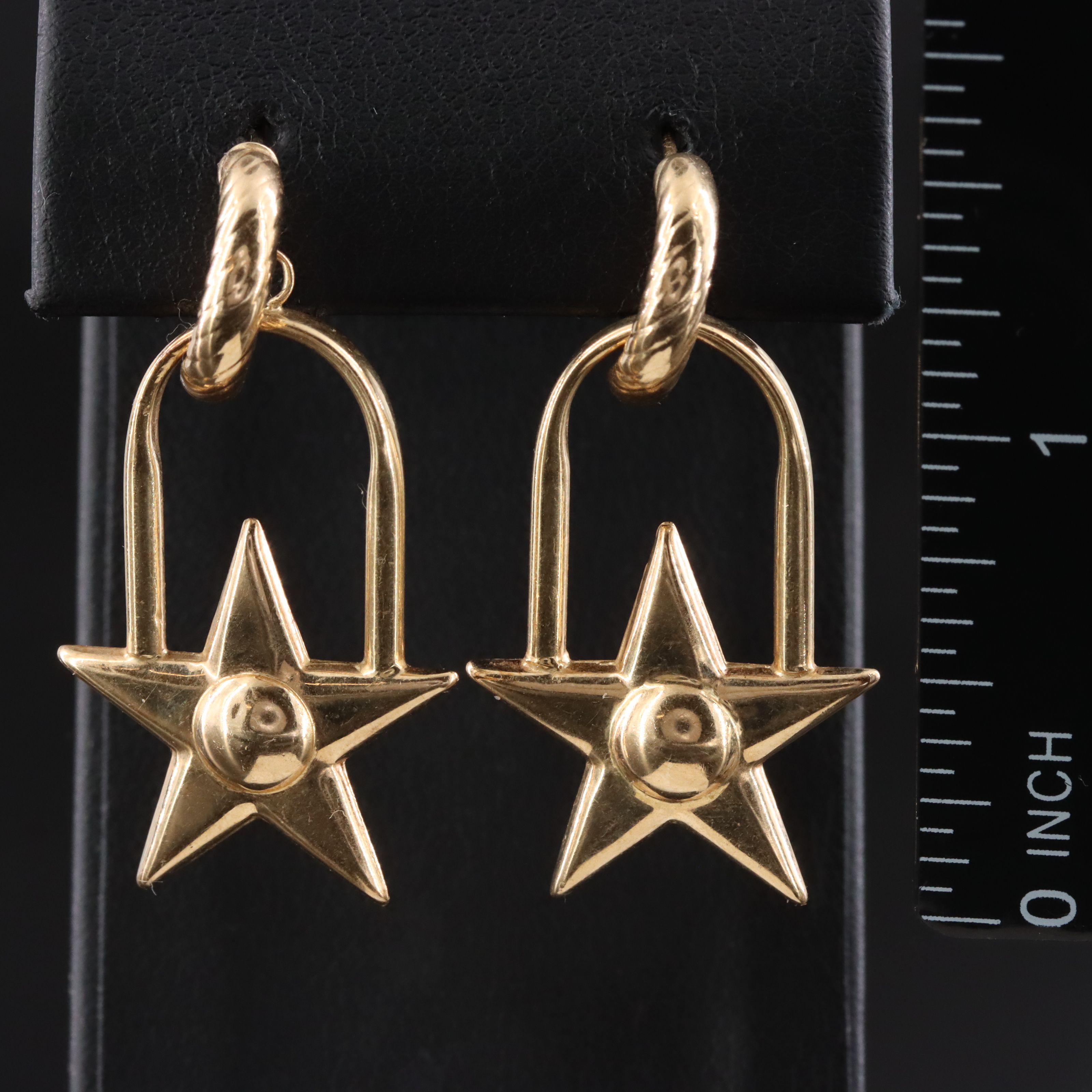 14K Star Drop Earrings