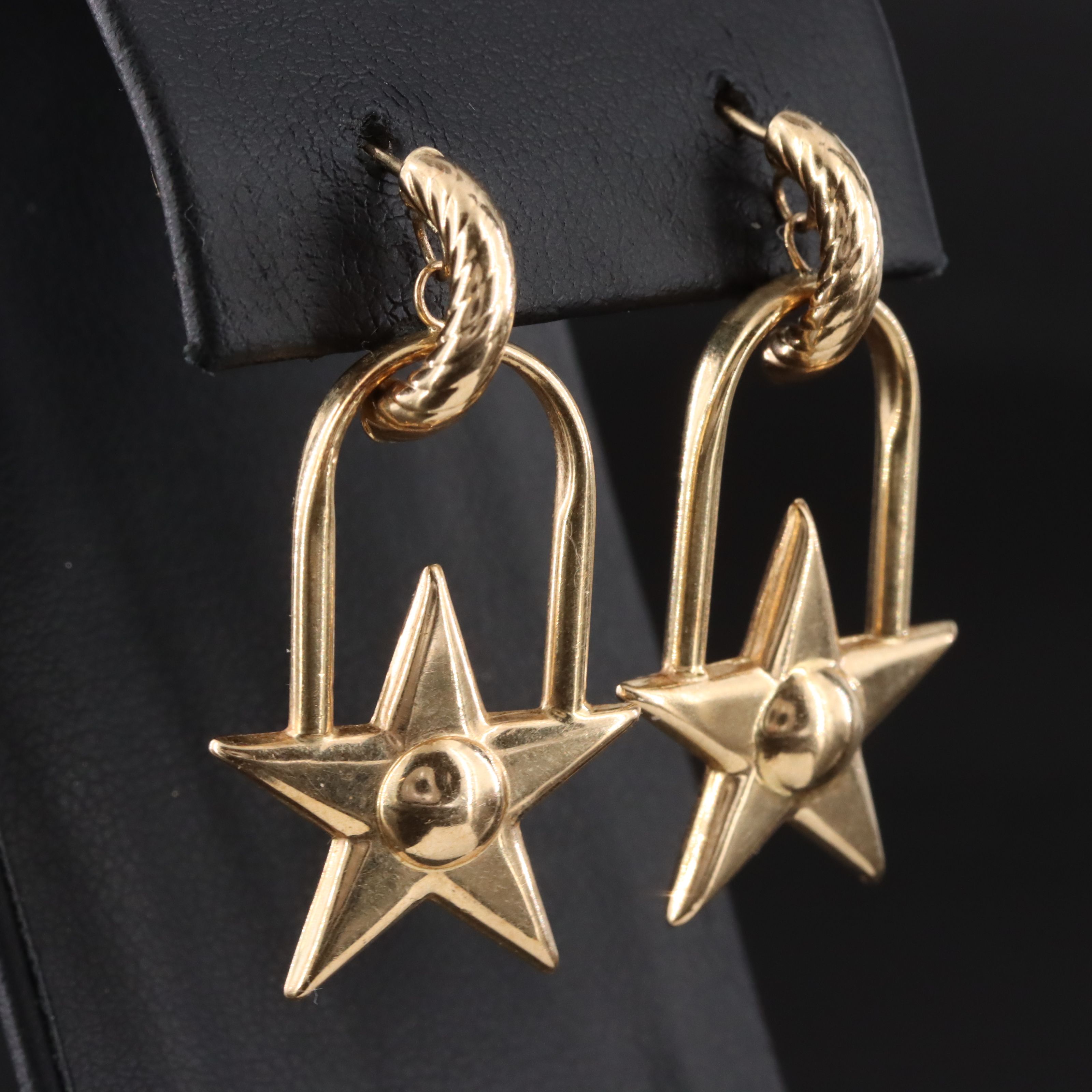 14K Star Drop Earrings