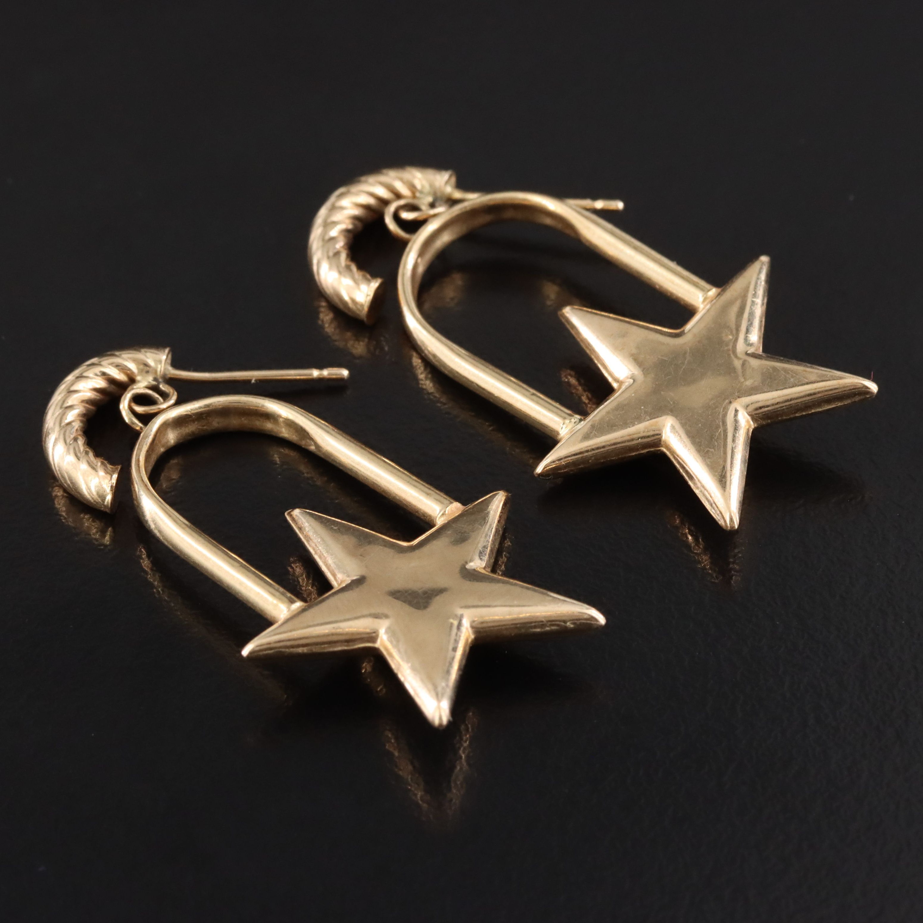 14K Star Drop Earrings