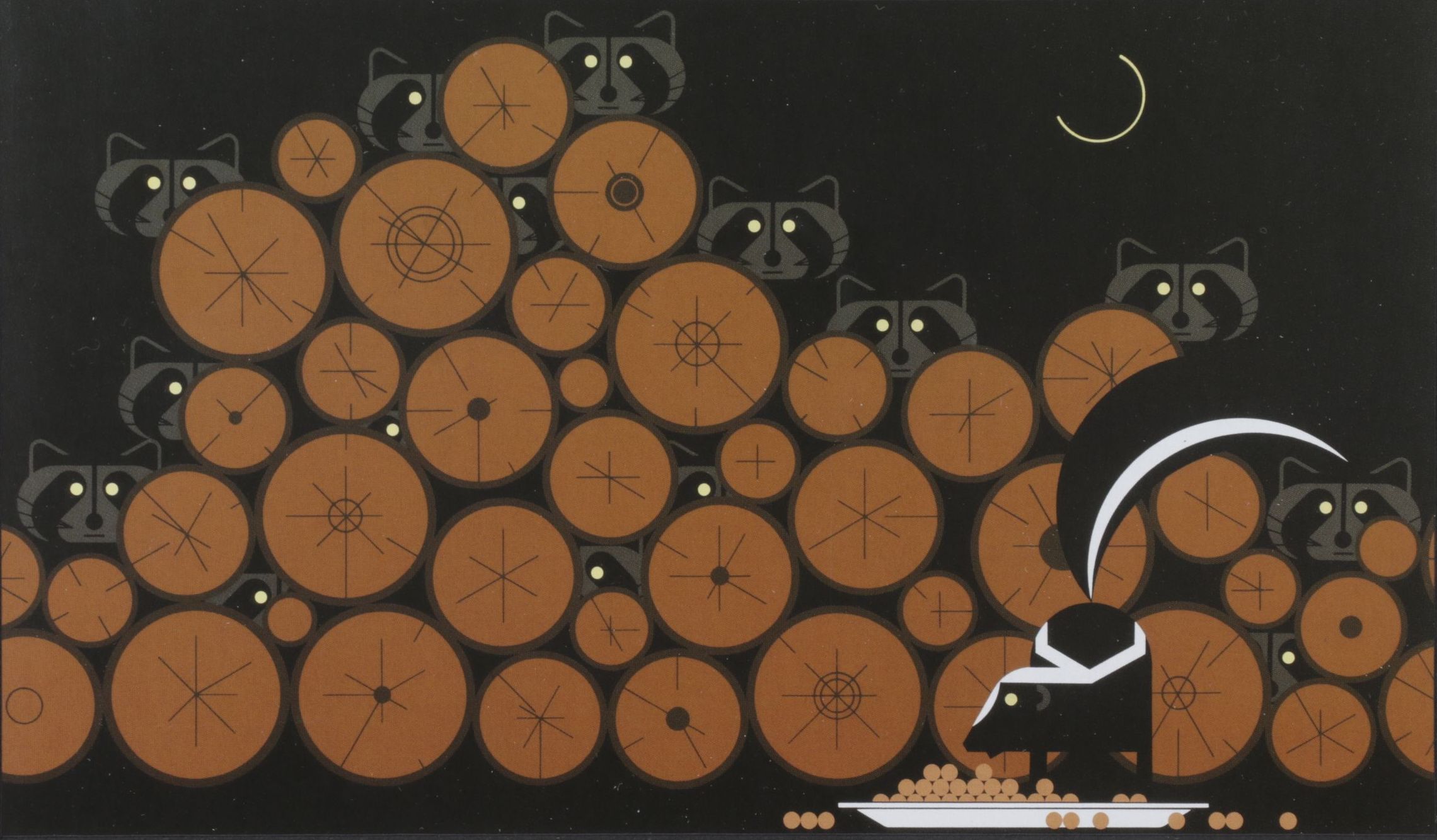 Offset Lithograph after Charley Harper "Raccoonaissance"