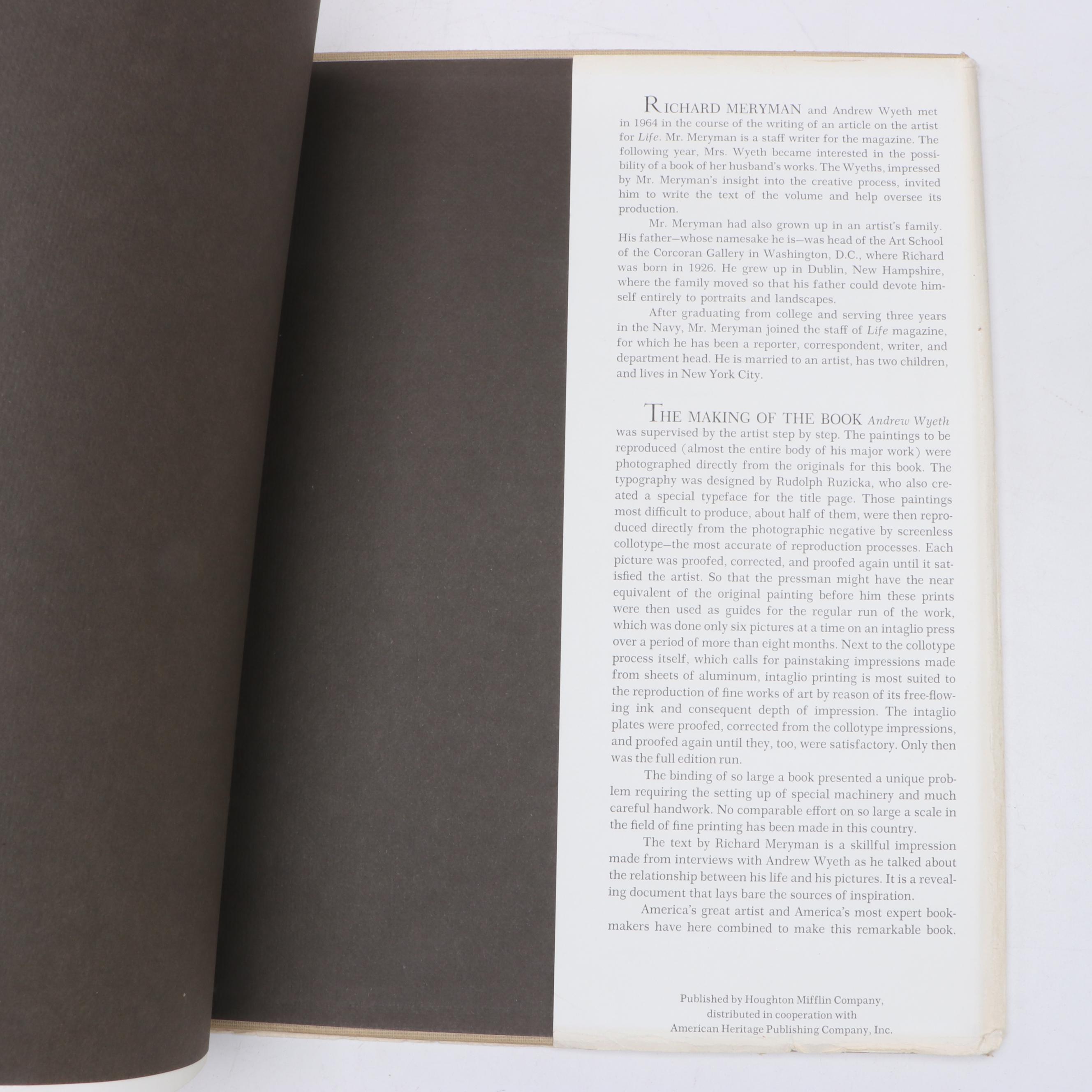 Second Printing "Andrew Wyeth" by Richard Meryman, 1968