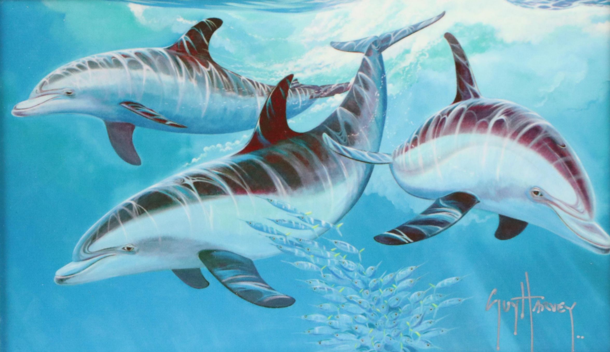 Guy Harvey Giclée of Dolphins "Nosin' Around," 21st Century