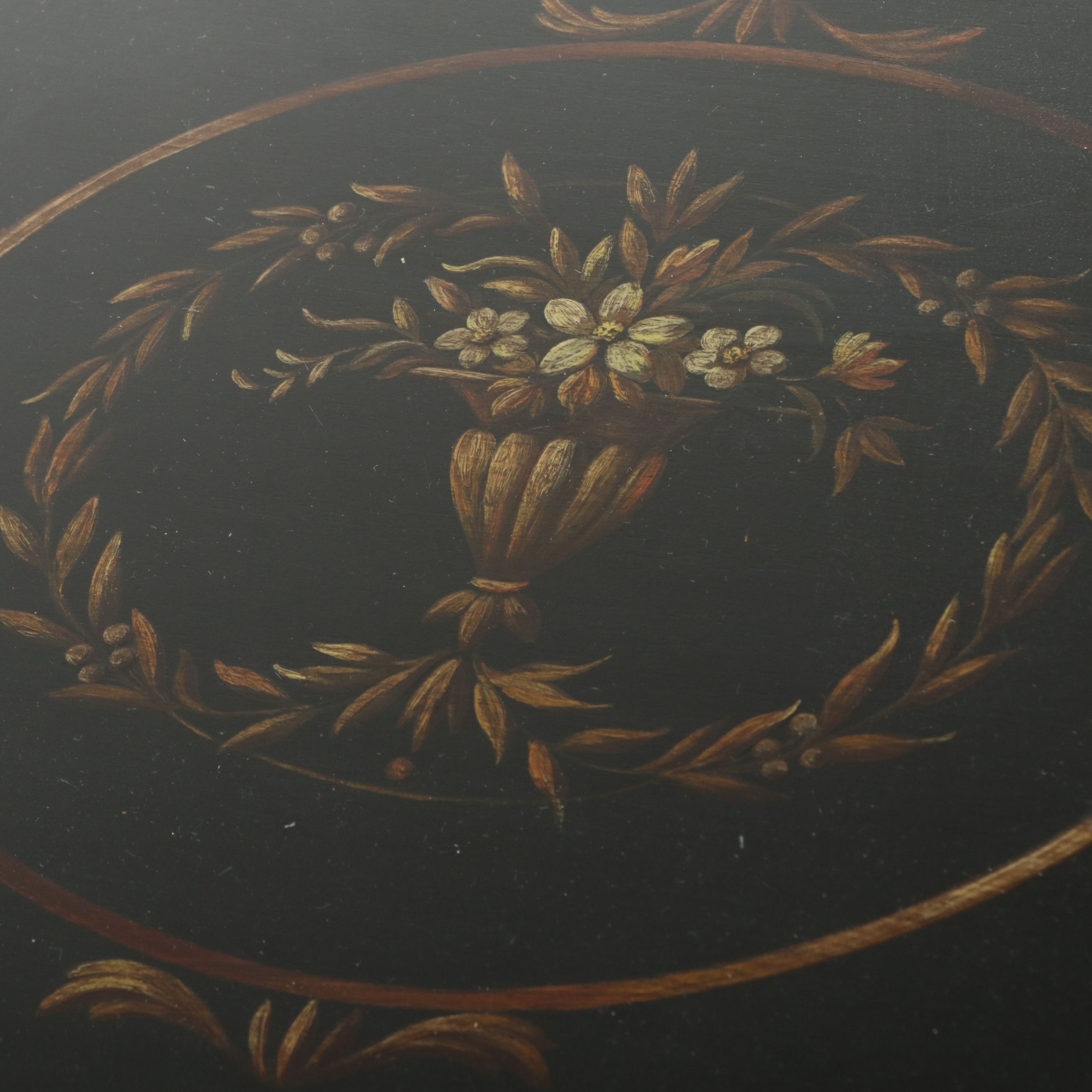 Neoclassical Style Paint-Decorated Wood Nesting Tables with Inset Glass Tops