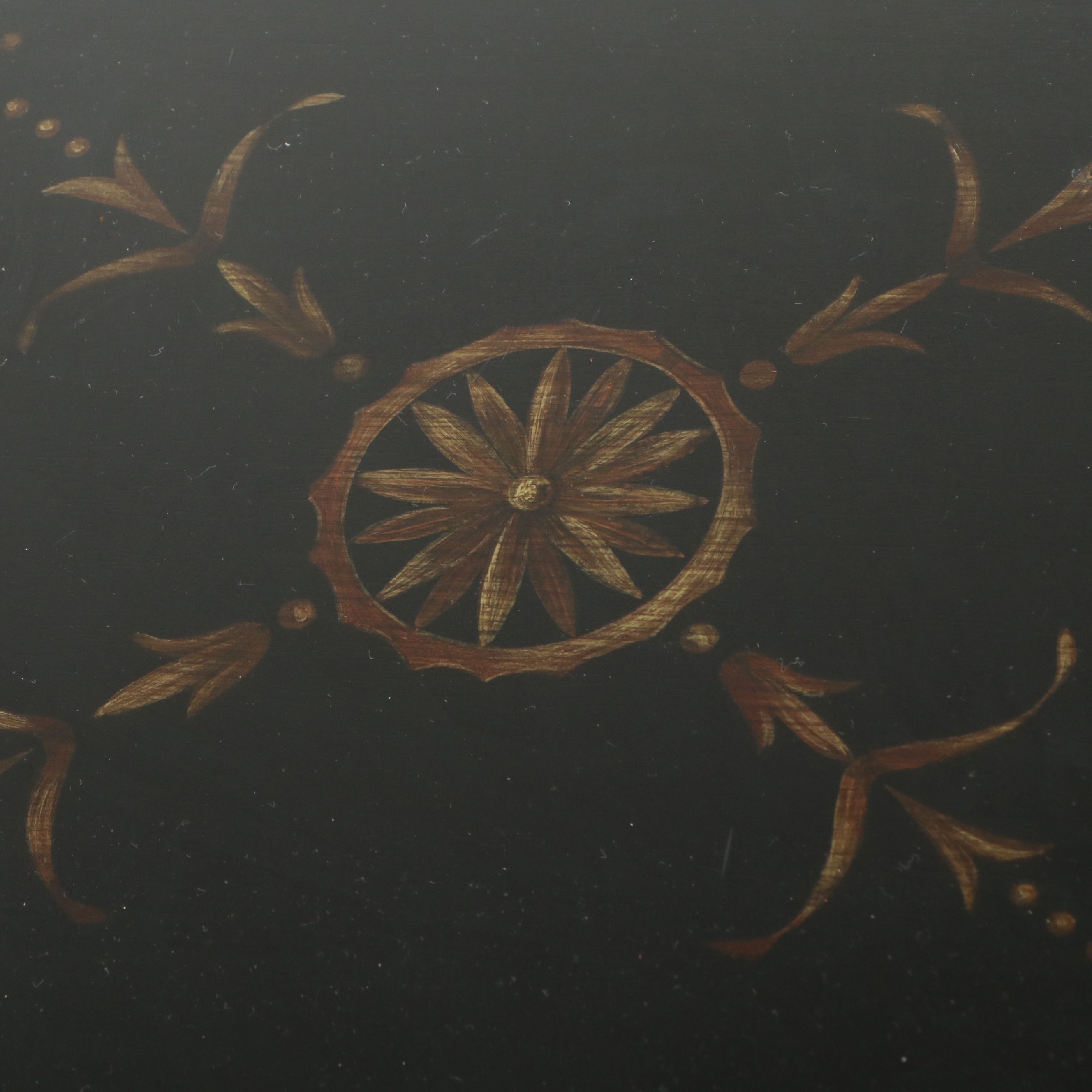 Neoclassical Style Paint-Decorated Wood Nesting Tables with Inset Glass Tops