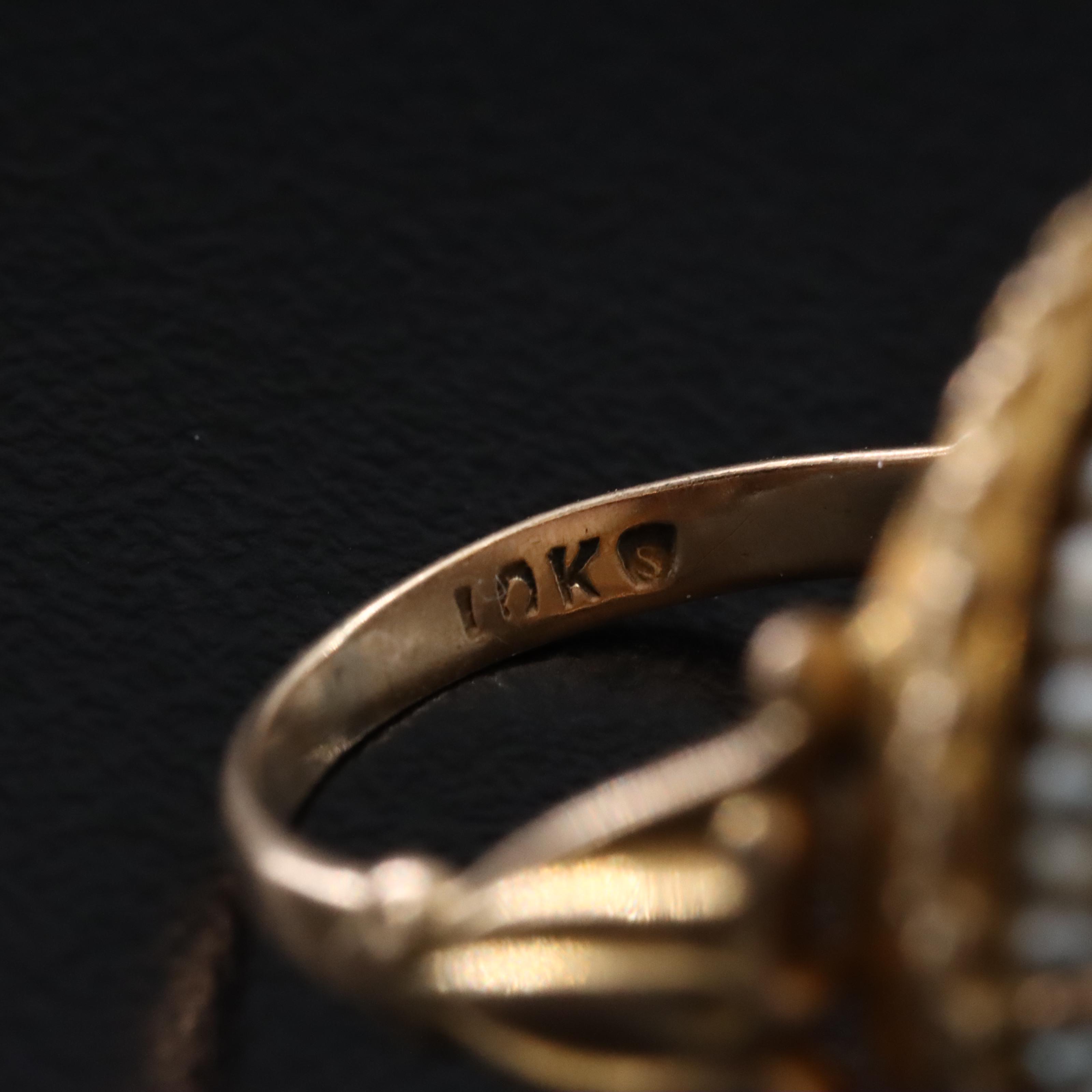 Early 1900s 10K Shell and Seed Pearl Cameo Ring