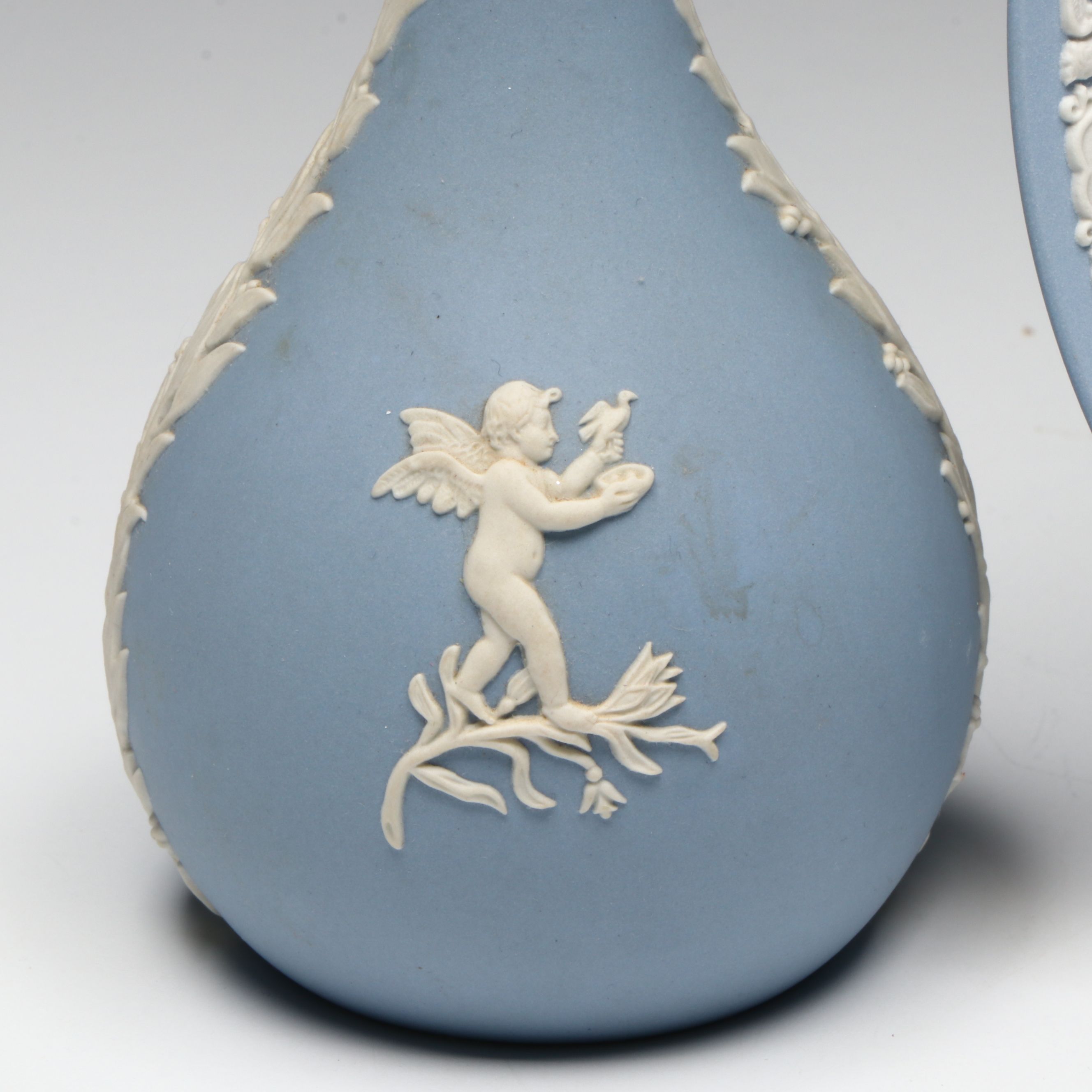 Wedgwood Jasperware Desk Clocks, Ornament, Plate, and Bud Vase