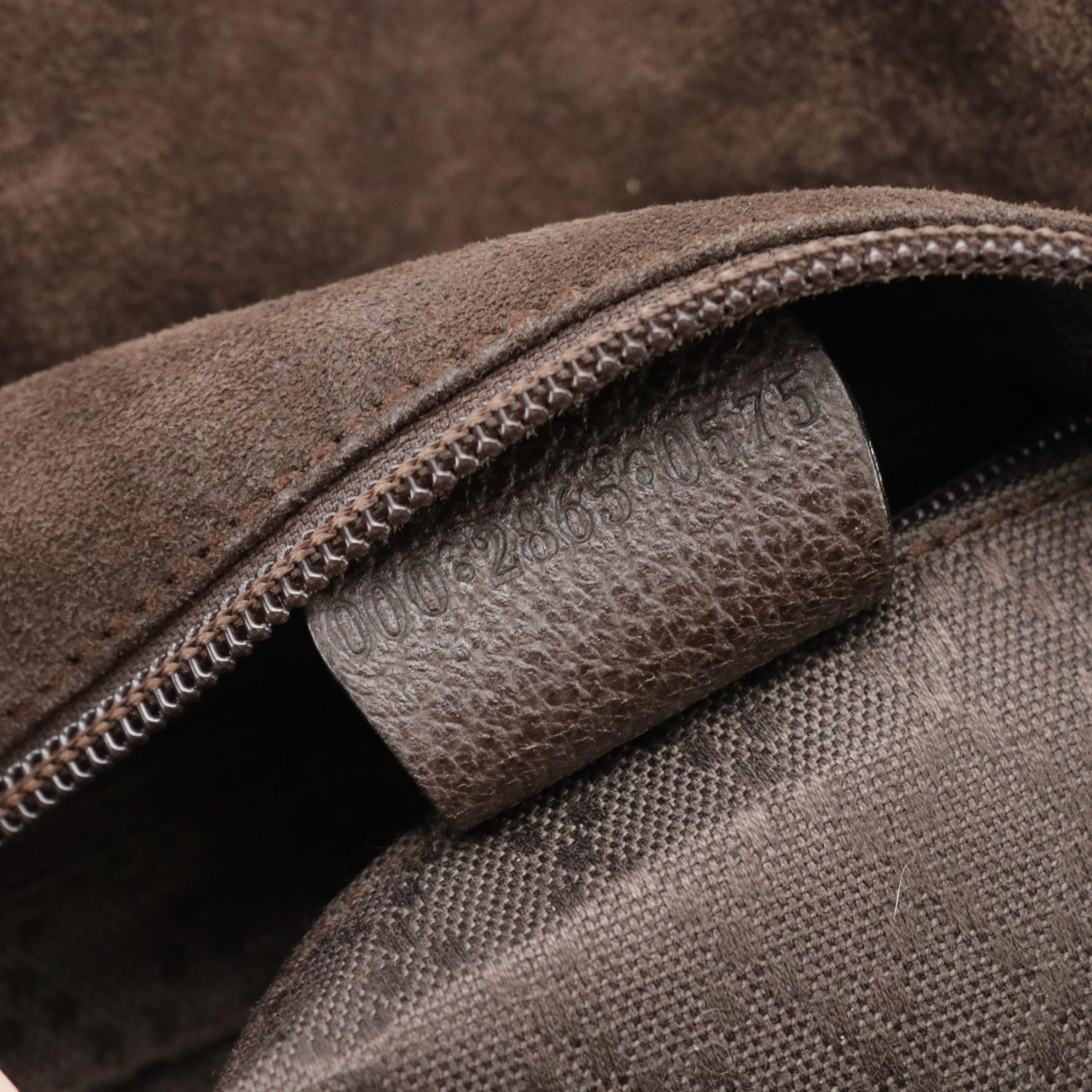 Gucci Bamboo Handle Zip Shoulder Bag in Brown Leather and Suede