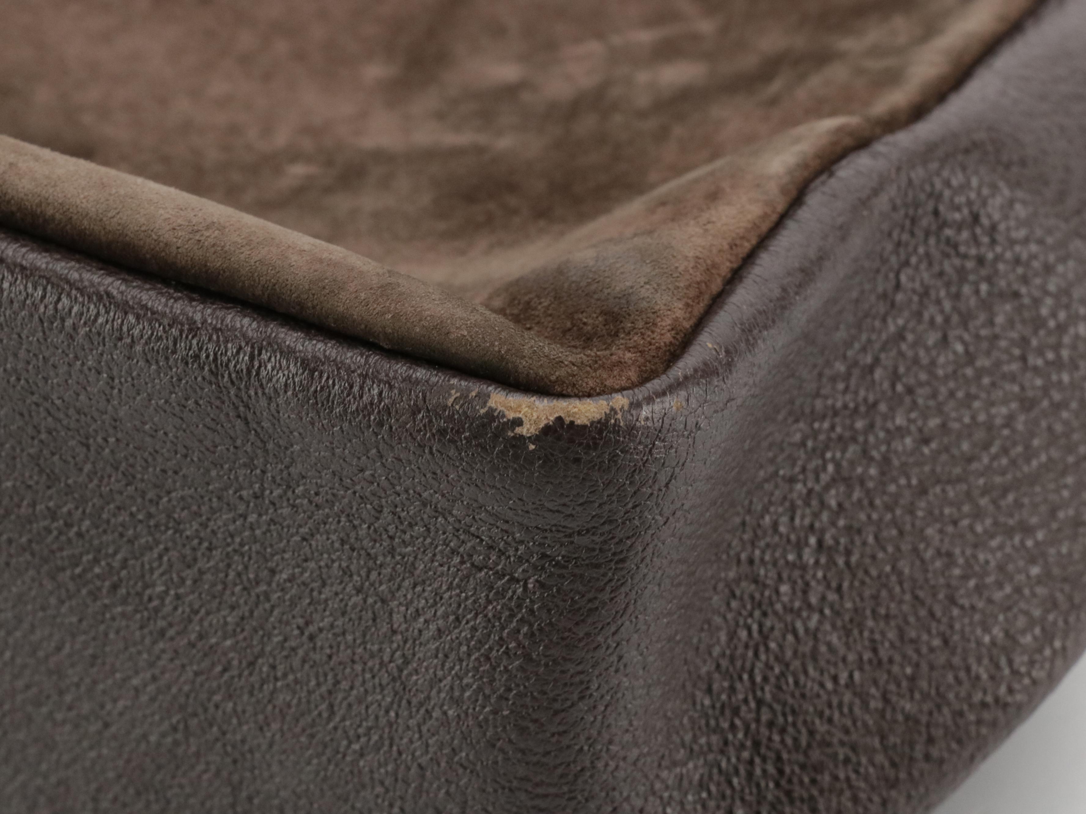 Gucci Bamboo Handle Zip Shoulder Bag in Brown Leather and Suede