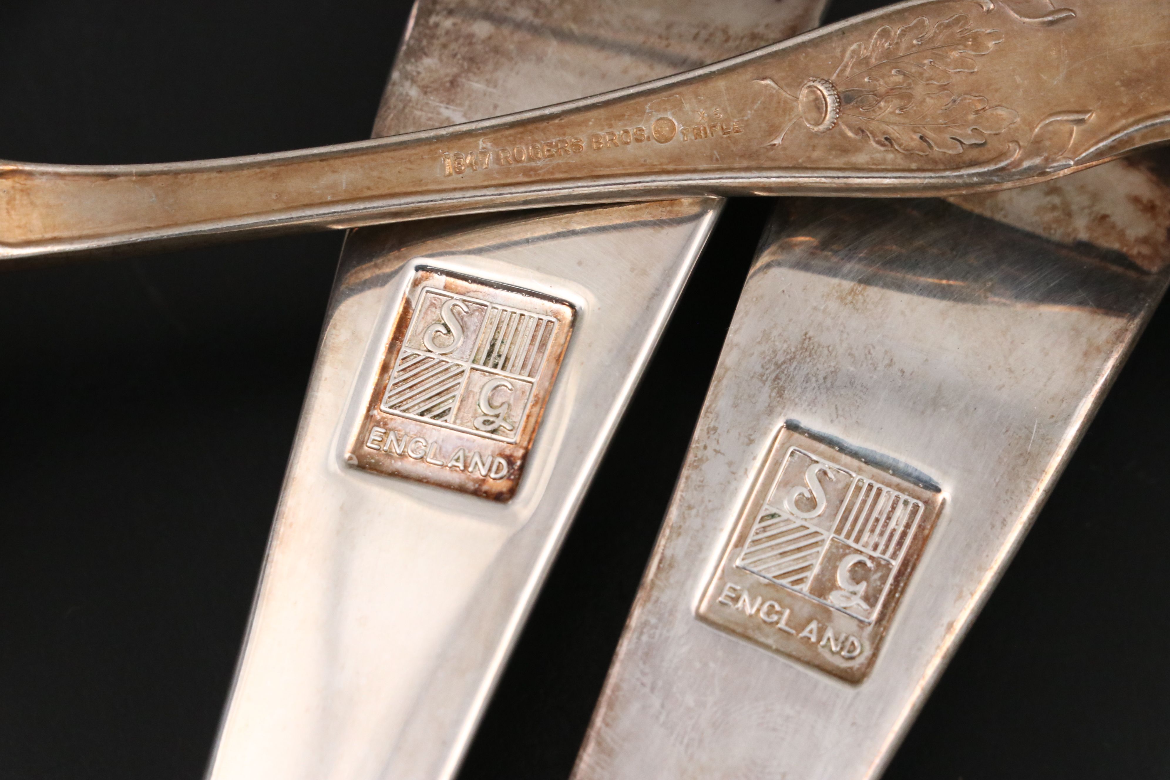 Victorian Style MOP Handled Nut Picks with Other Silver Plate Tableware