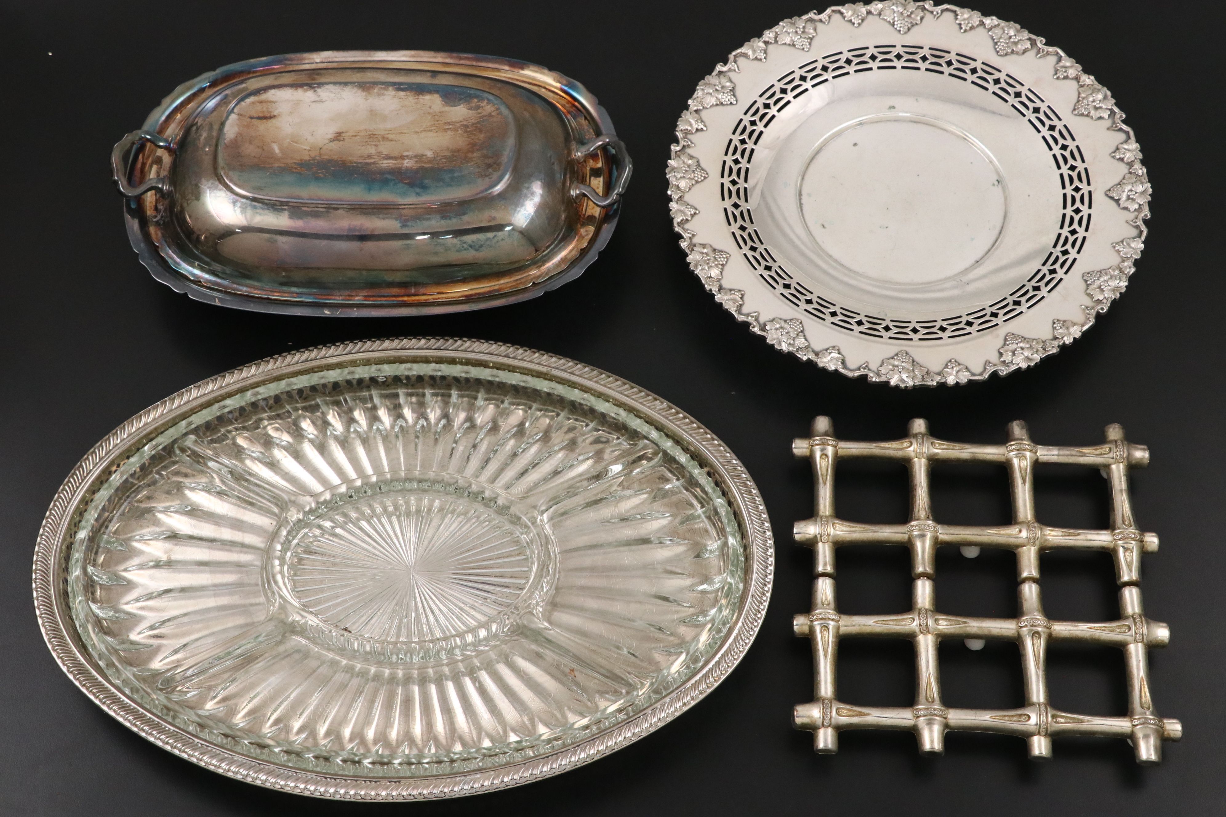 Victorian Style MOP Handled Nut Picks with Other Silver Plate Tableware