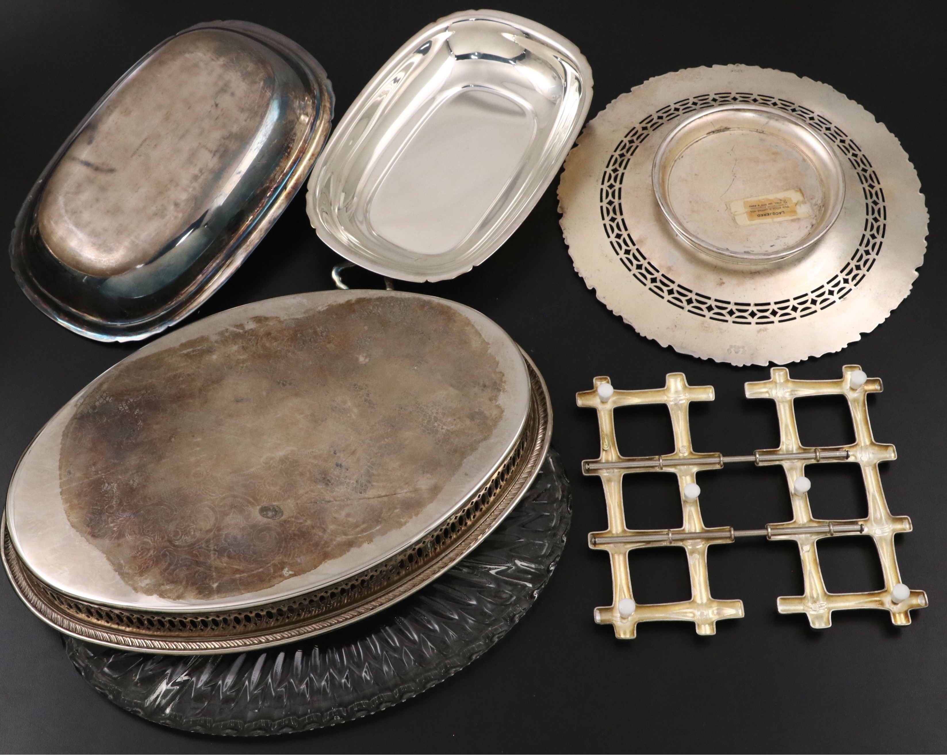 Victorian Style MOP Handled Nut Picks with Other Silver Plate Tableware