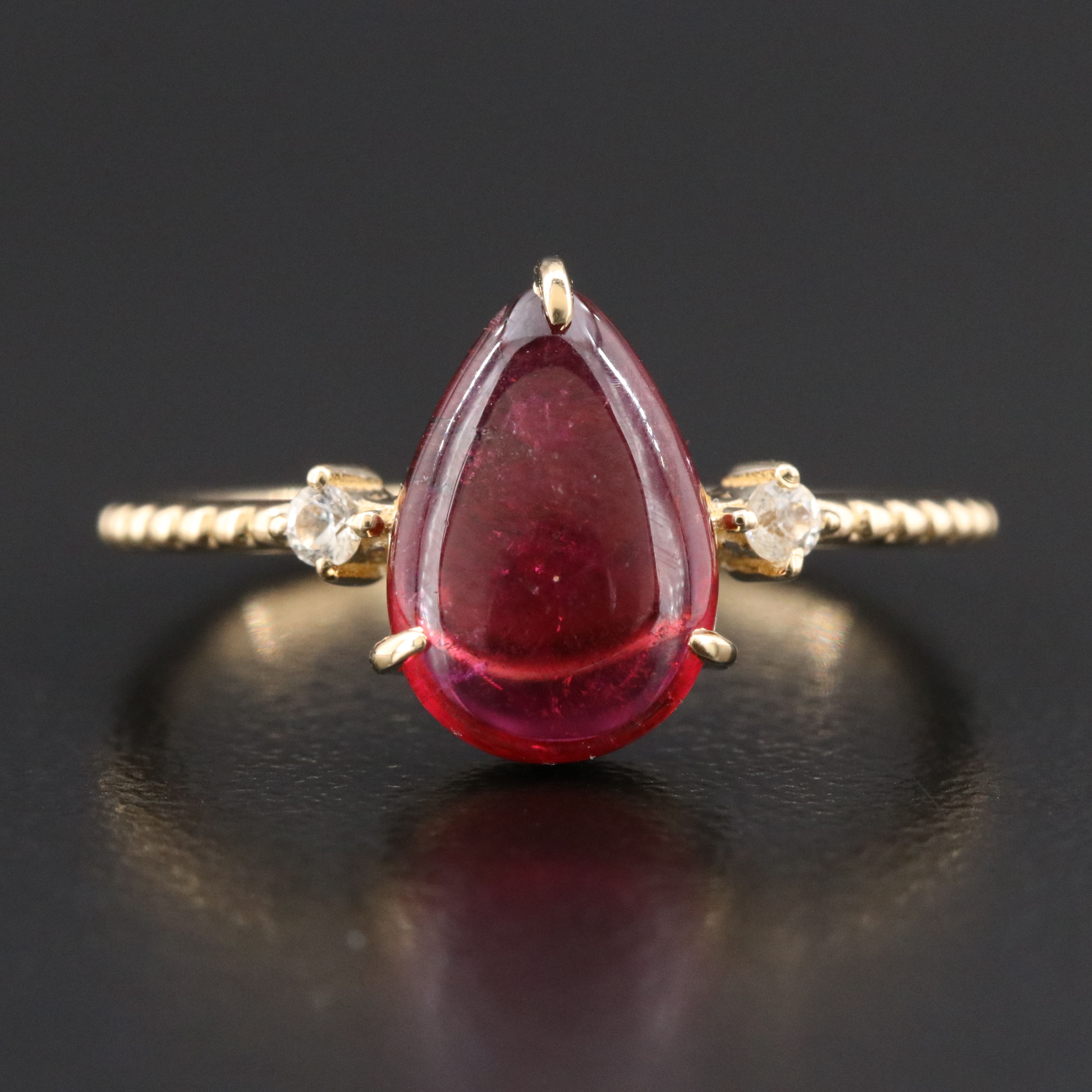 14K Pink Tourmaline and White Sapphire Ring