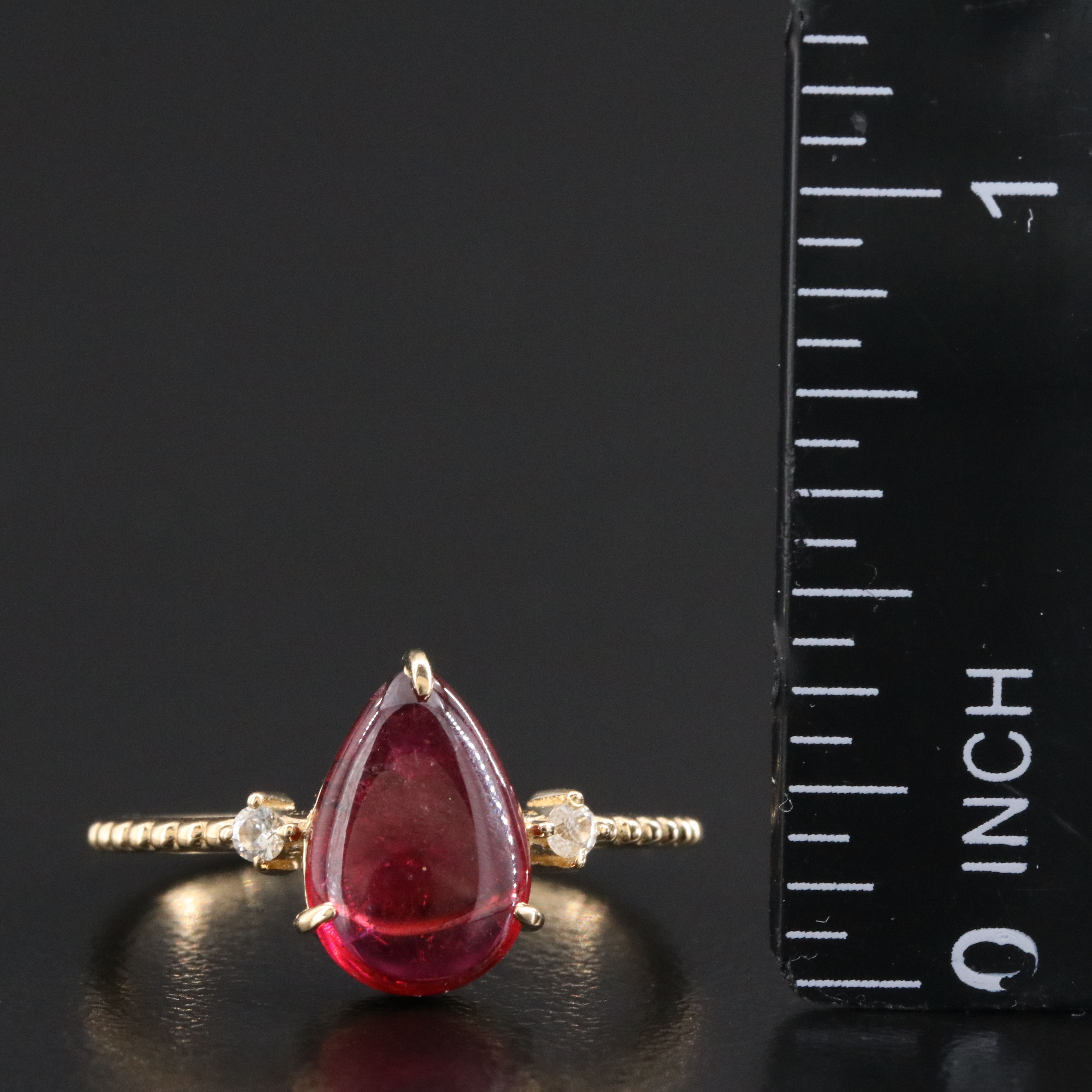 14K Pink Tourmaline and White Sapphire Ring