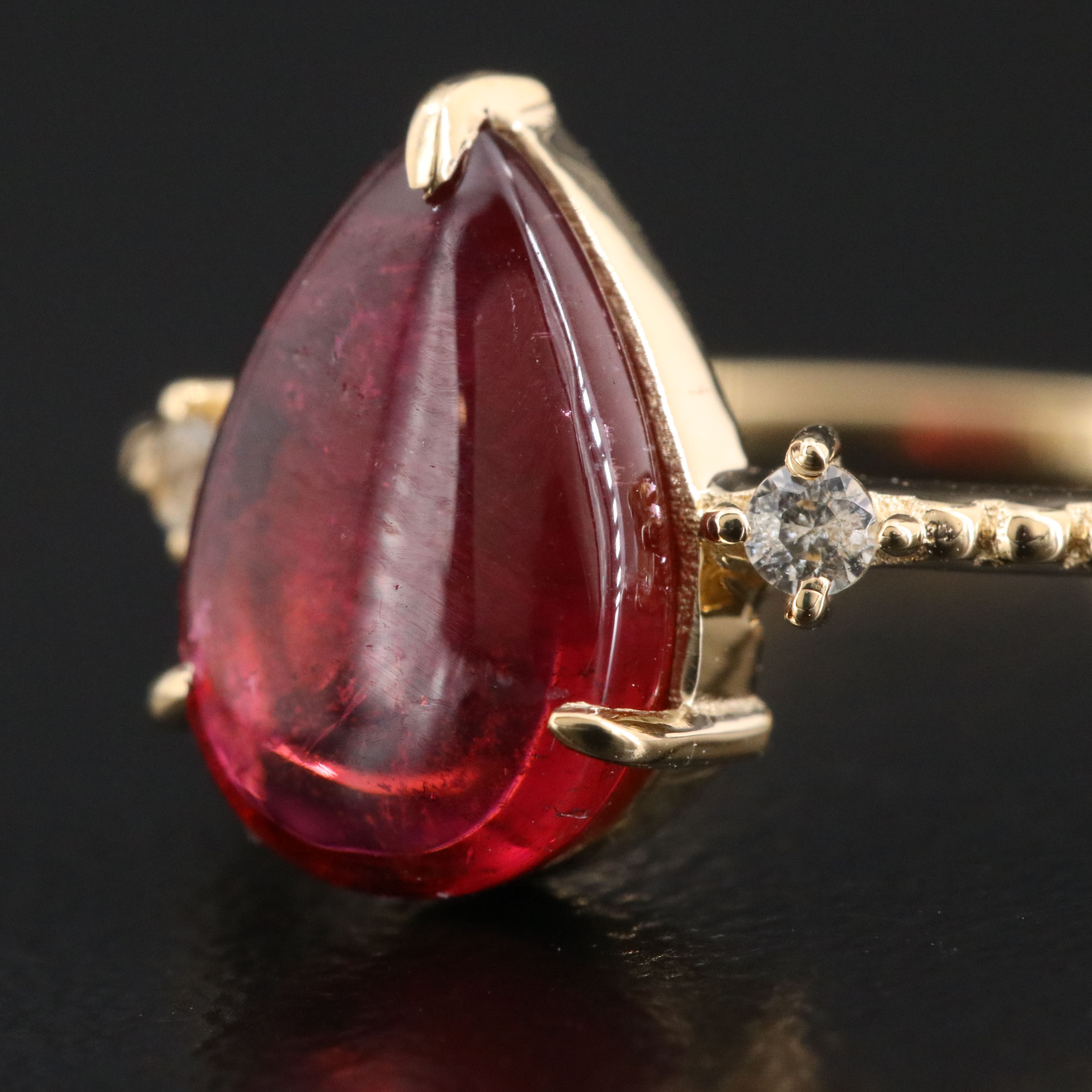 14K Pink Tourmaline and White Sapphire Ring