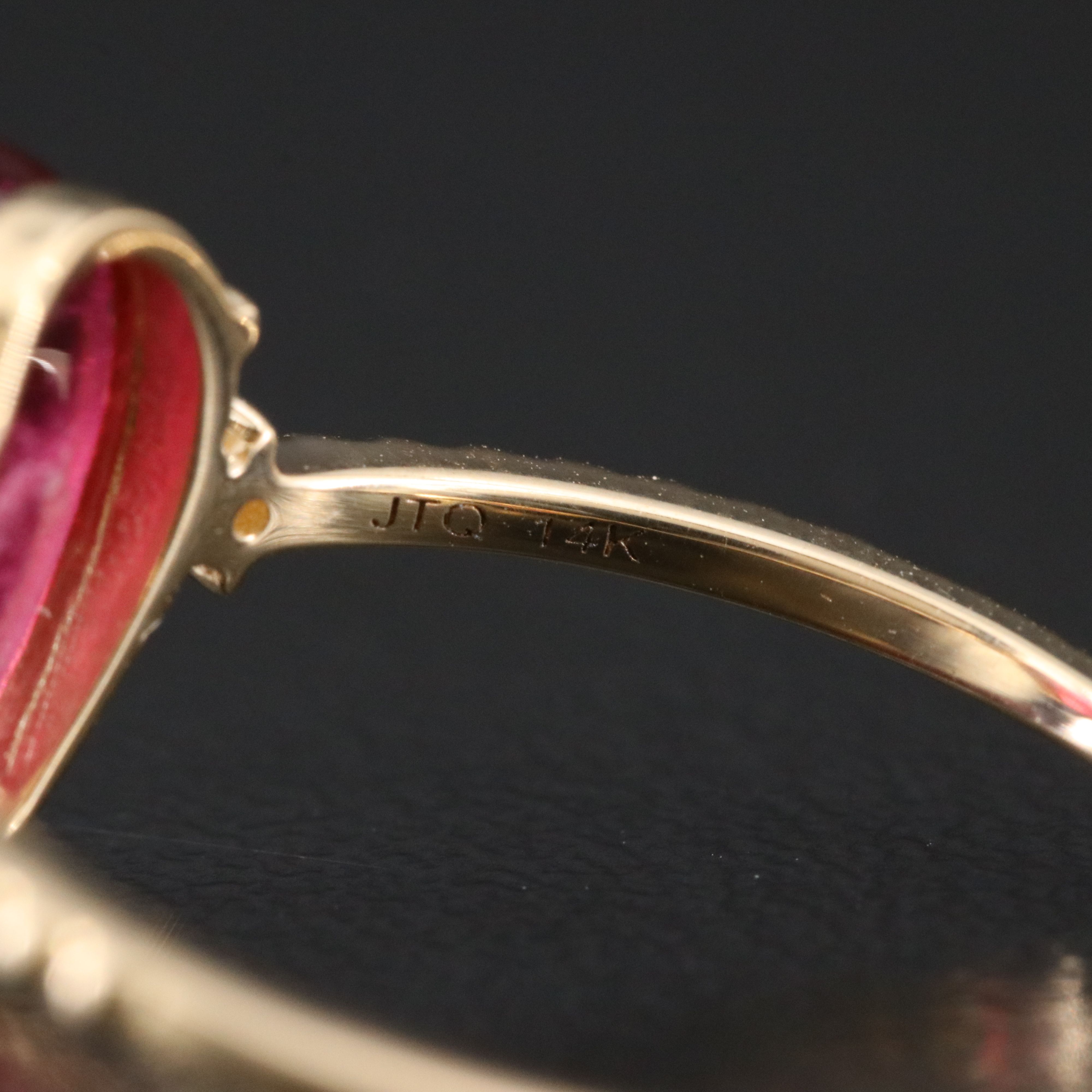 14K Pink Tourmaline and White Sapphire Ring