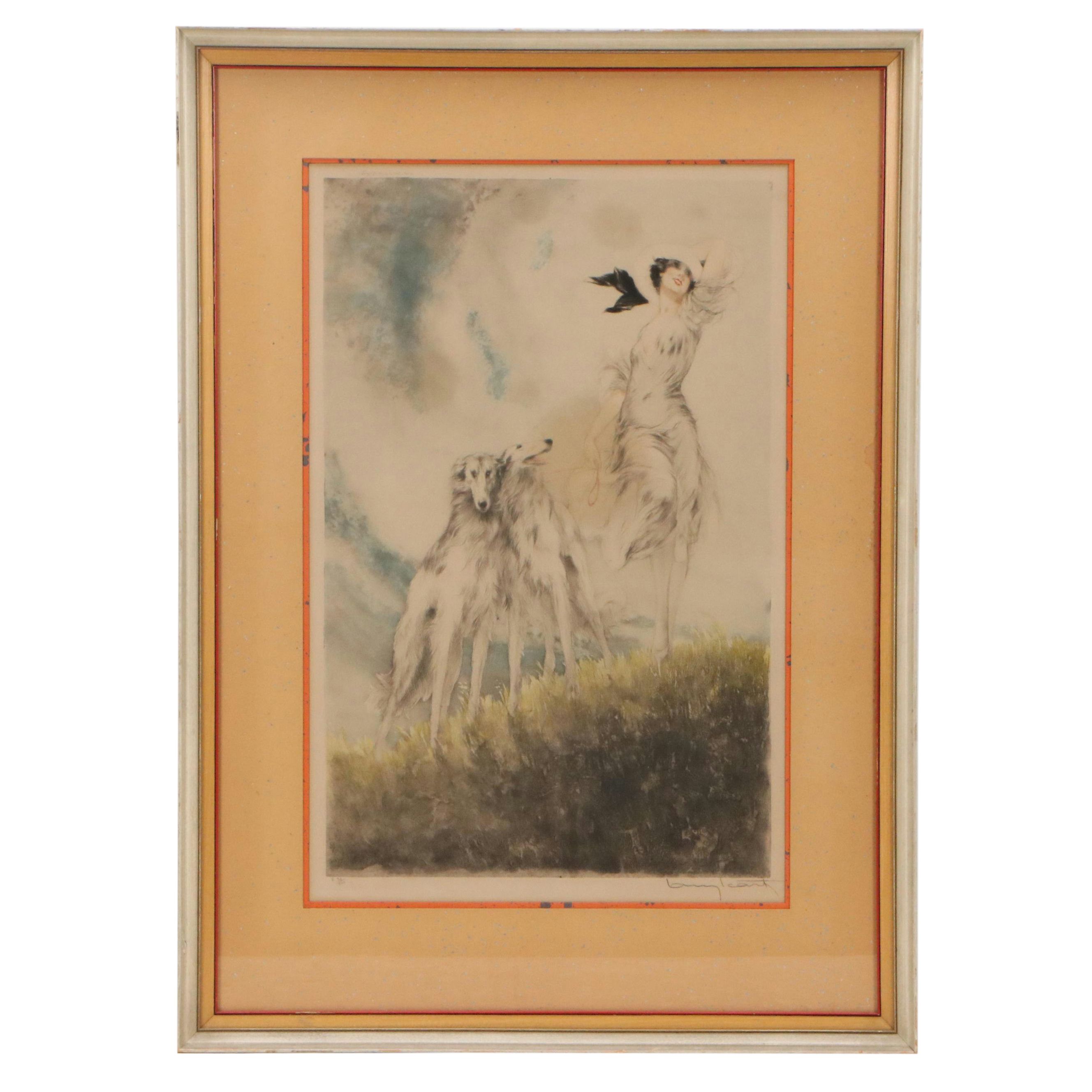 Louis Icart Hand-Colored Etching with Drypoint "Joie de Vivre," 1929