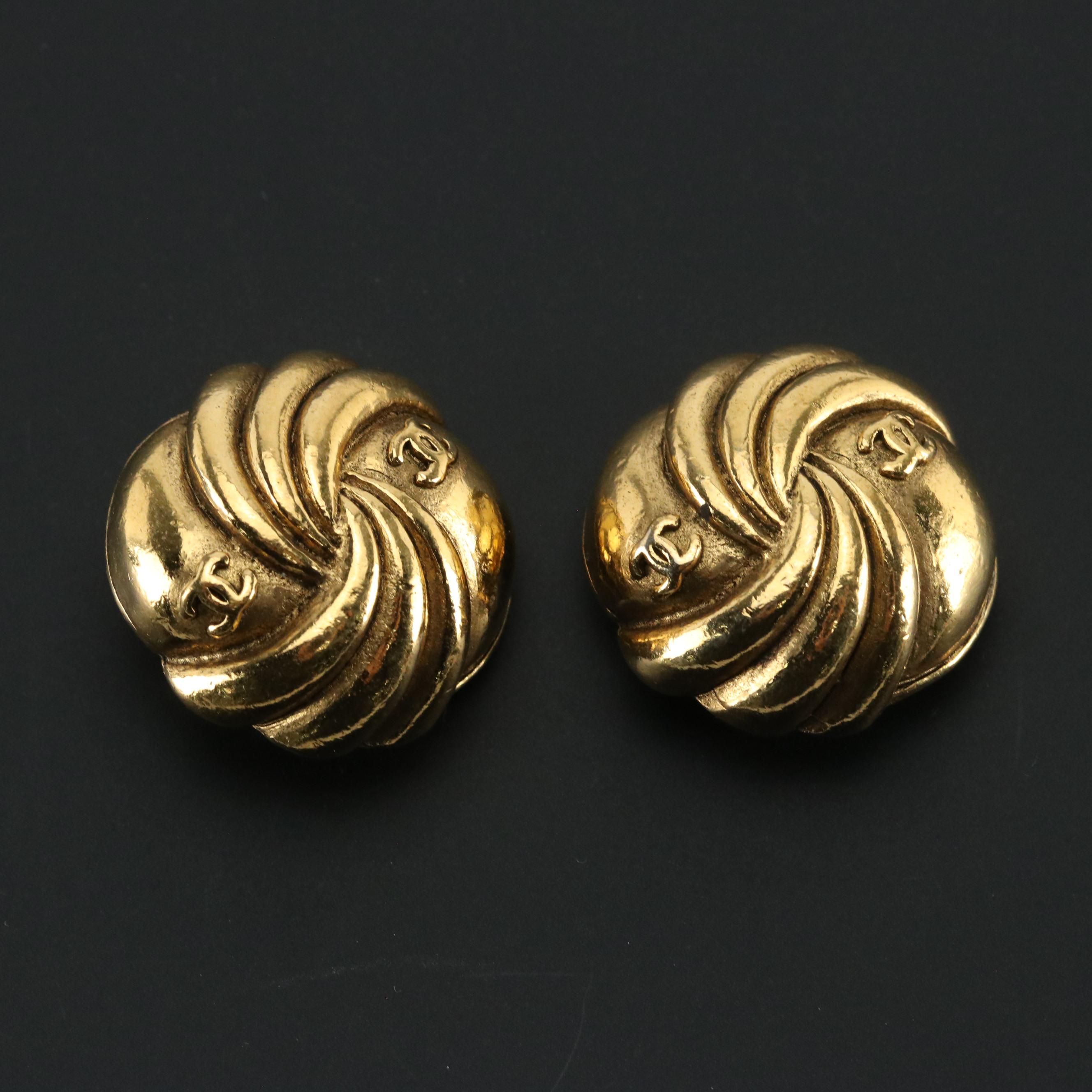 Chanel CC Swirl Clip Earrings