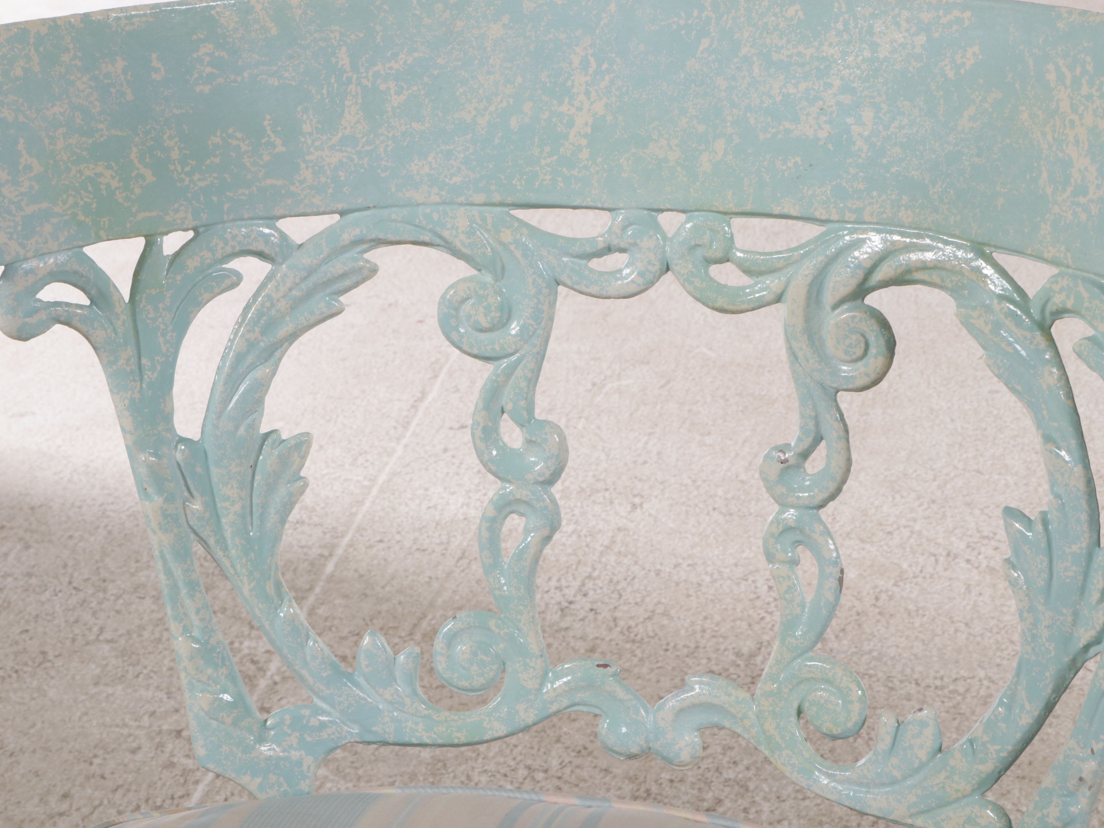Pair of Blue Painted Cast Aluminum Side Chairs, Mid-20th Century