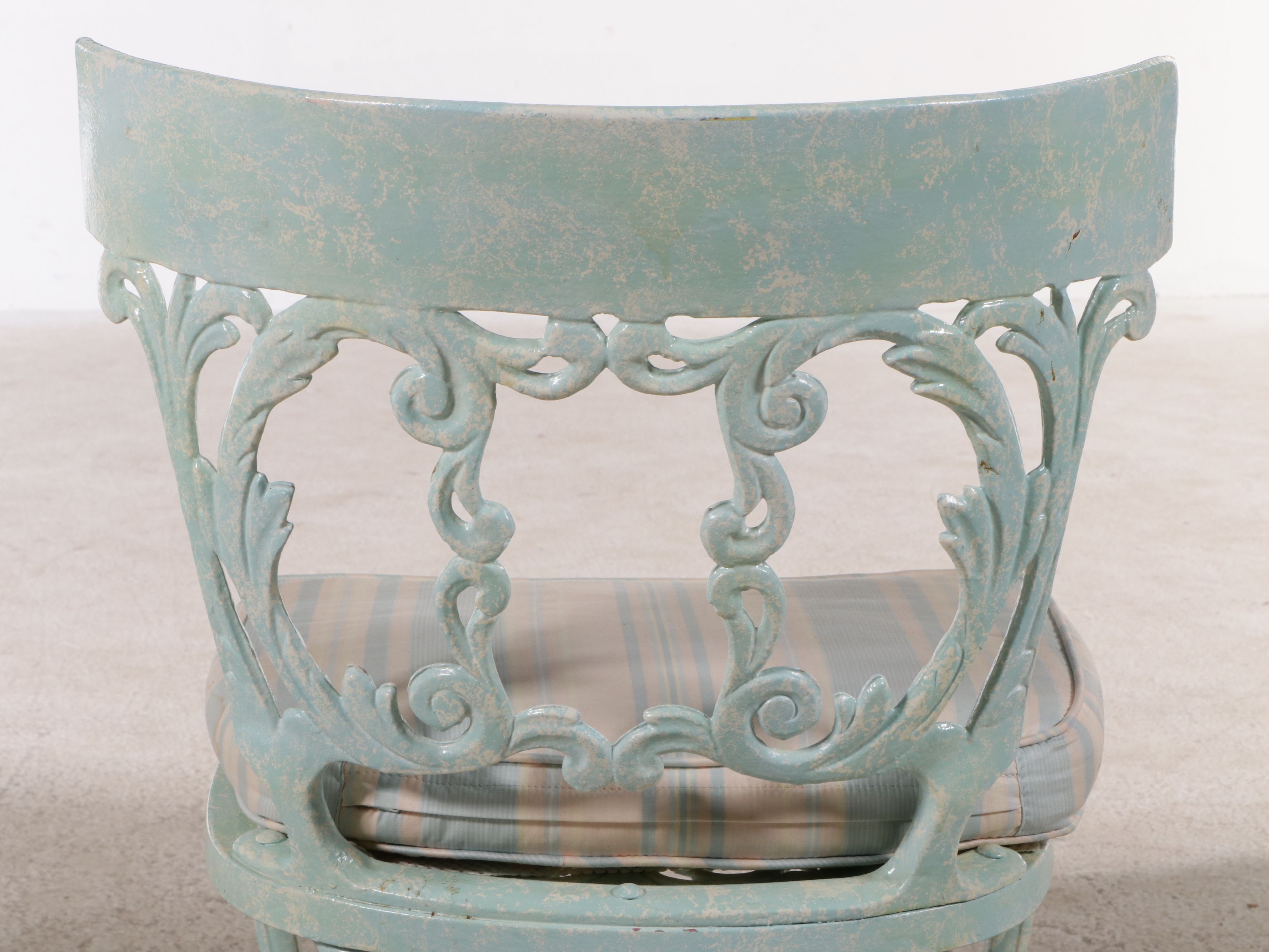 Pair of Blue Painted Cast Aluminum Side Chairs, Mid-20th Century