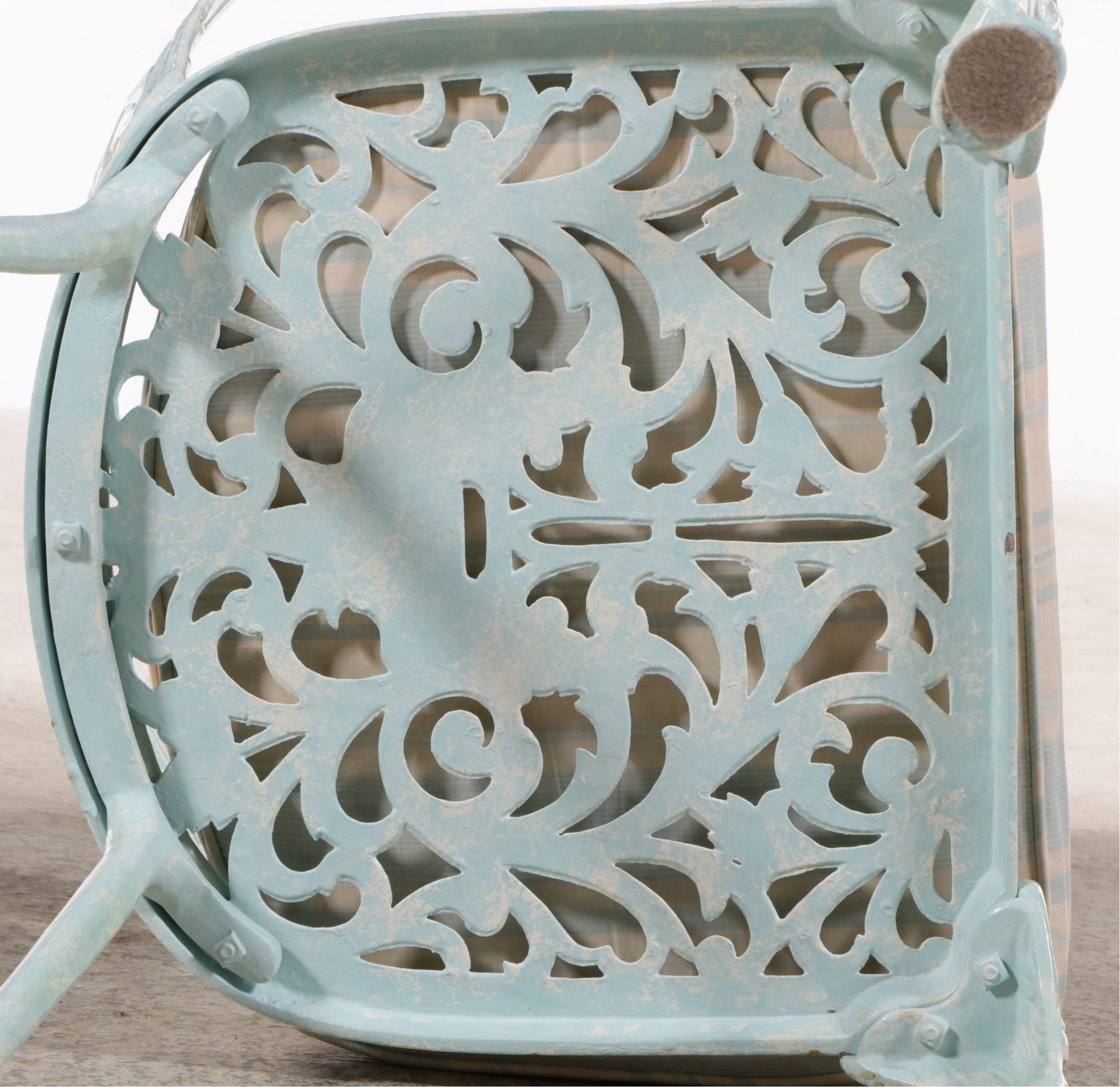 Pair of Blue Painted Cast Aluminum Side Chairs, Mid-20th Century