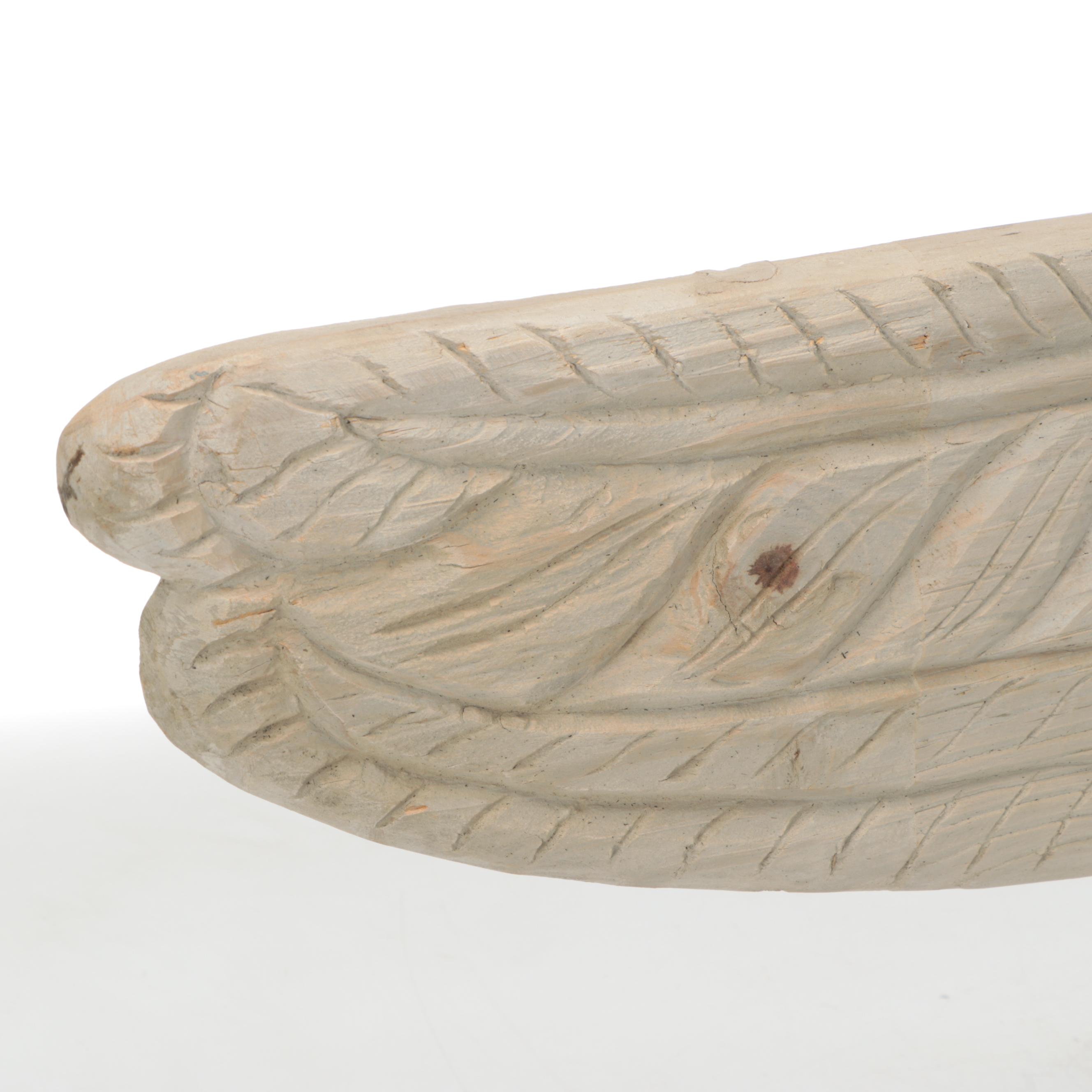 Rustic Style Carved Wood Angel Wing on Metal Base