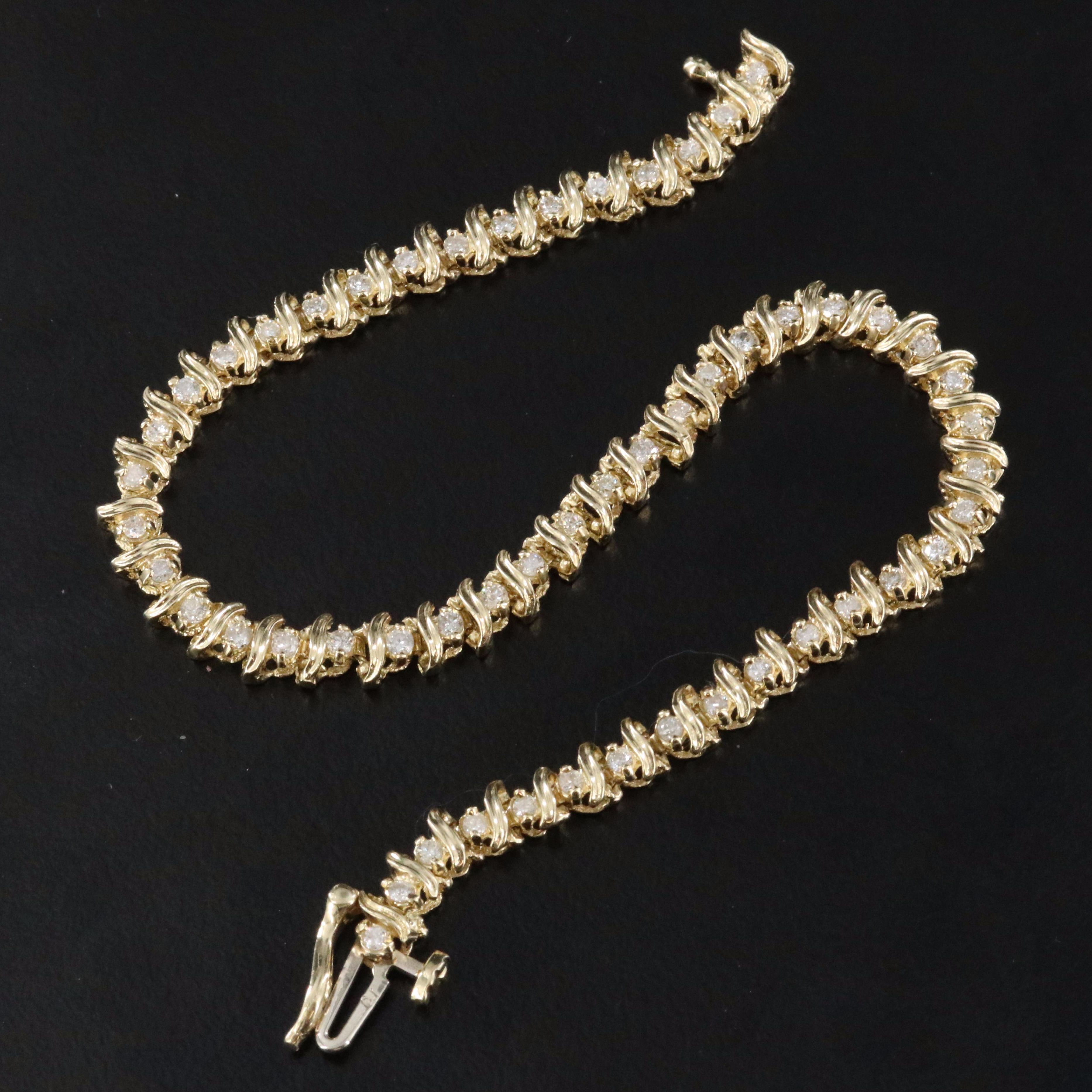 14K 1.08 CTW Diamond S-Link Bracelet