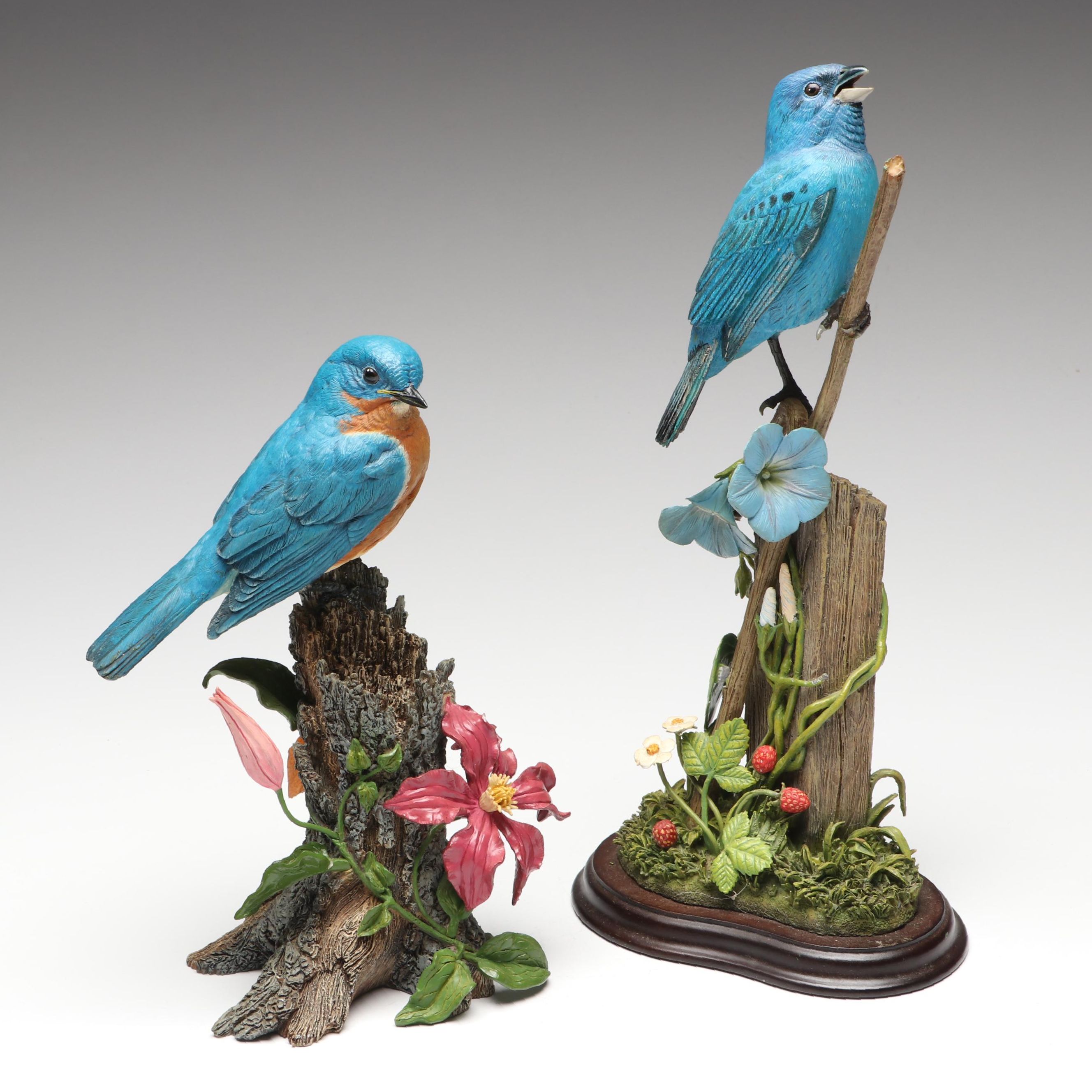 The Danbury Mint "Sapphire Song" and "Spring Welcome" Bird Figurines