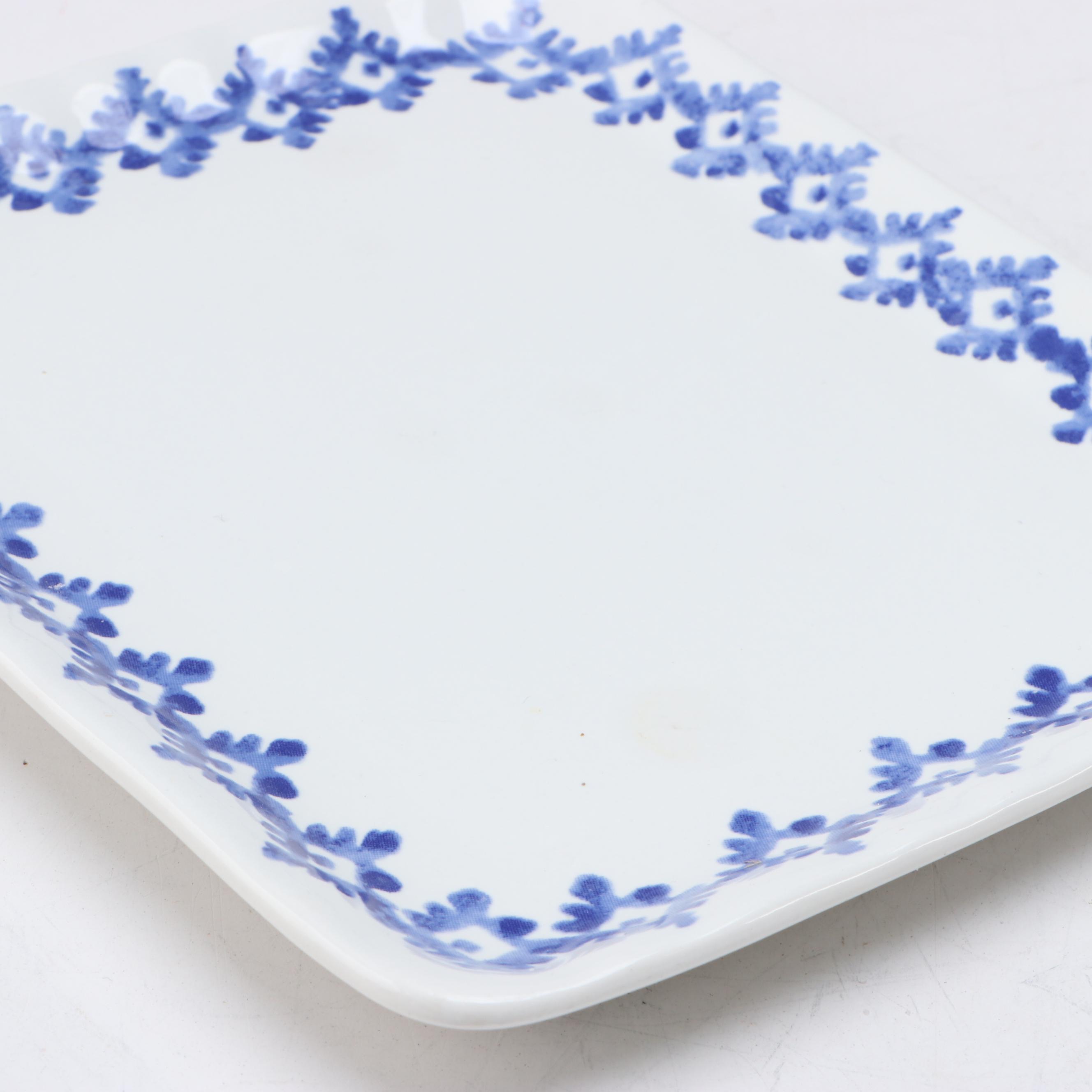 Ralph Lauren "Flynn" Blue and White Ceramic Covered Casserole and Butter Dish