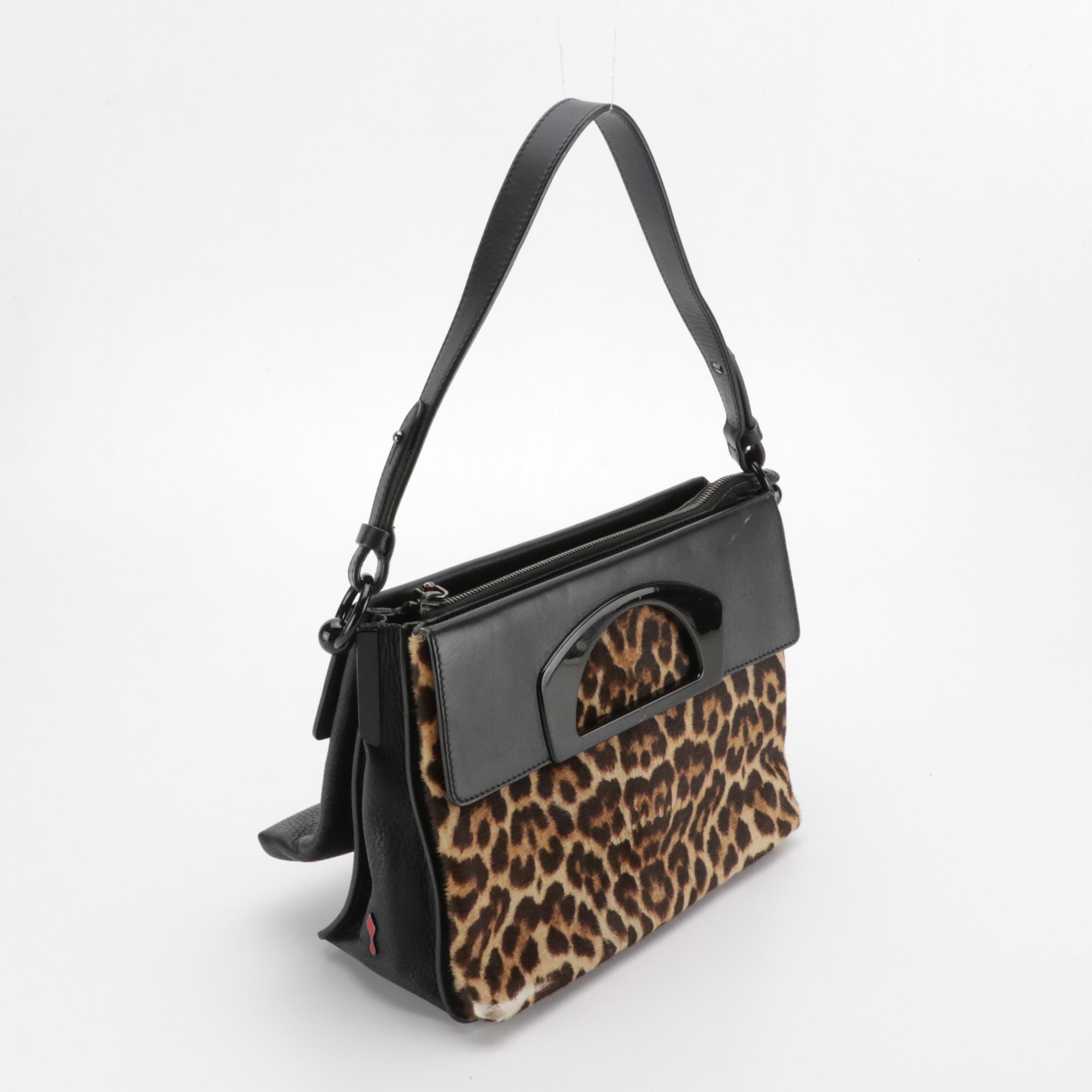 Christian Louboutin Two-Way Bag in Leopard Print Ponyhair and Grained Leather