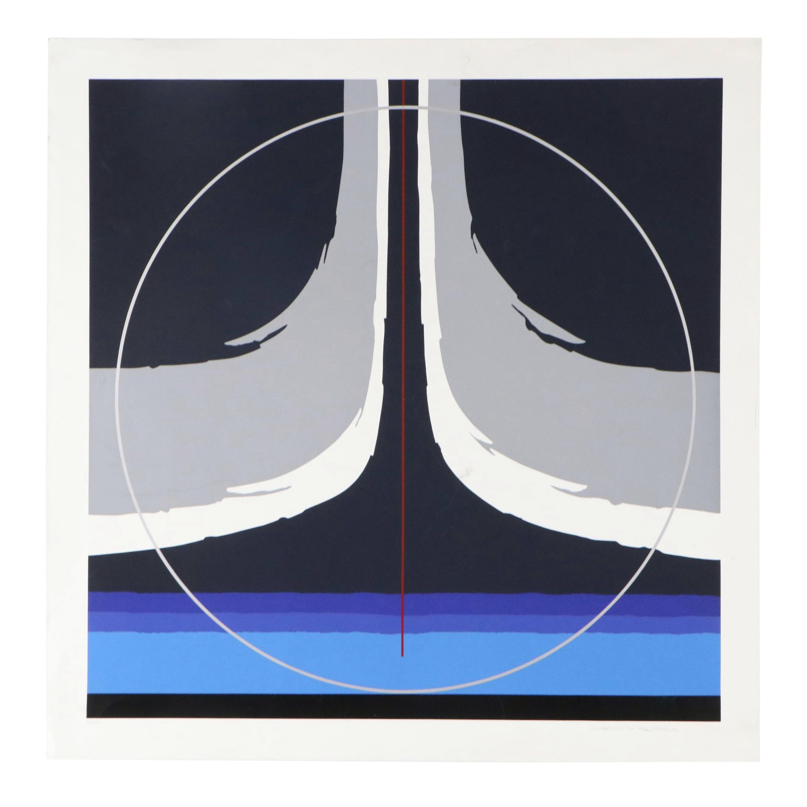 Thomas Whelan Benton Abstract Serigraph "Earthline Red," 1981