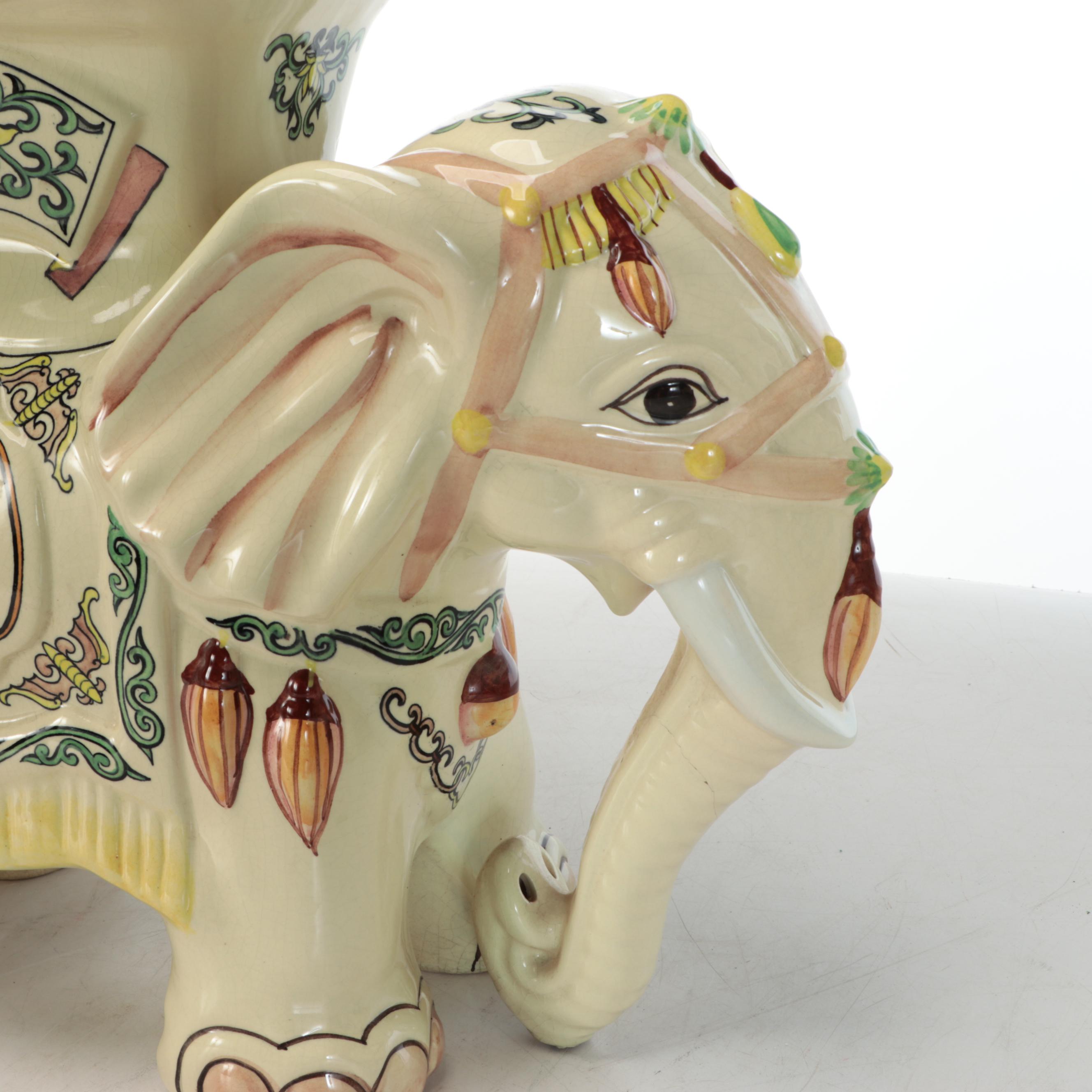 Ceramic Elephant Floor Stands