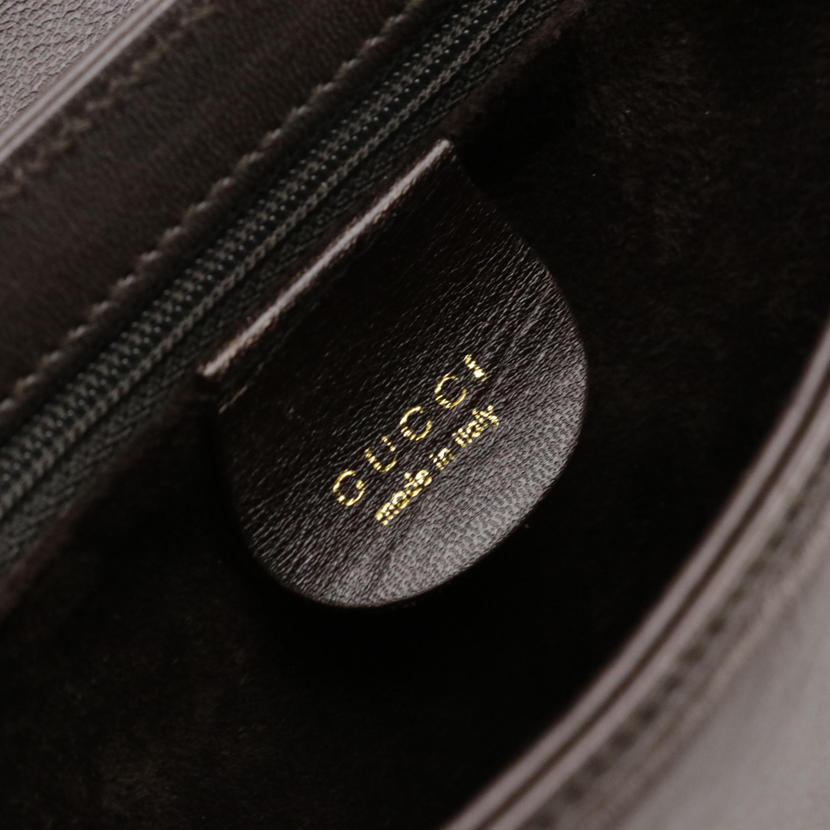 Gucci Single G Tuck Flap Shoulder Bag in Dark Brown Calfskin Leather