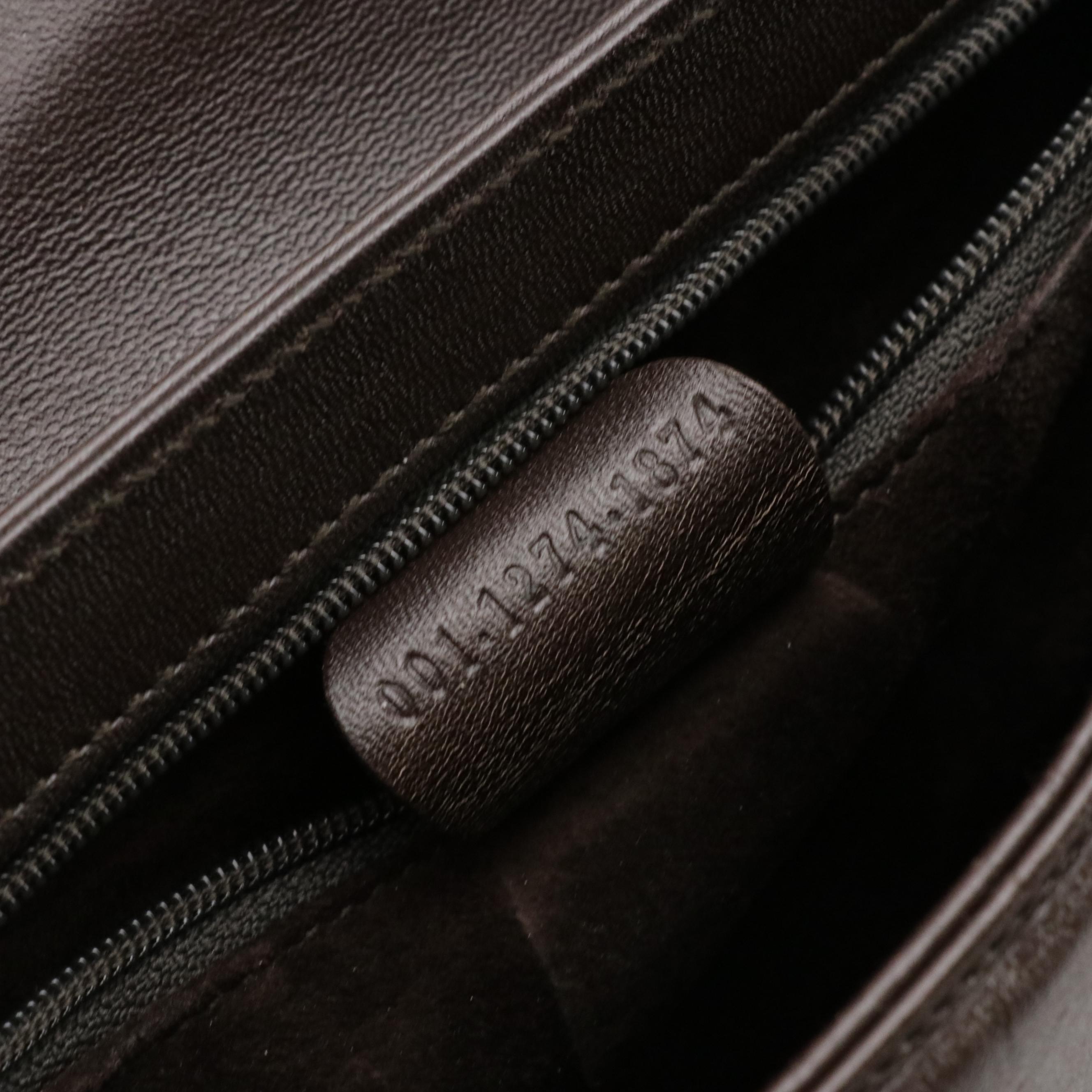 Gucci Single G Tuck Flap Shoulder Bag in Dark Brown Calfskin Leather