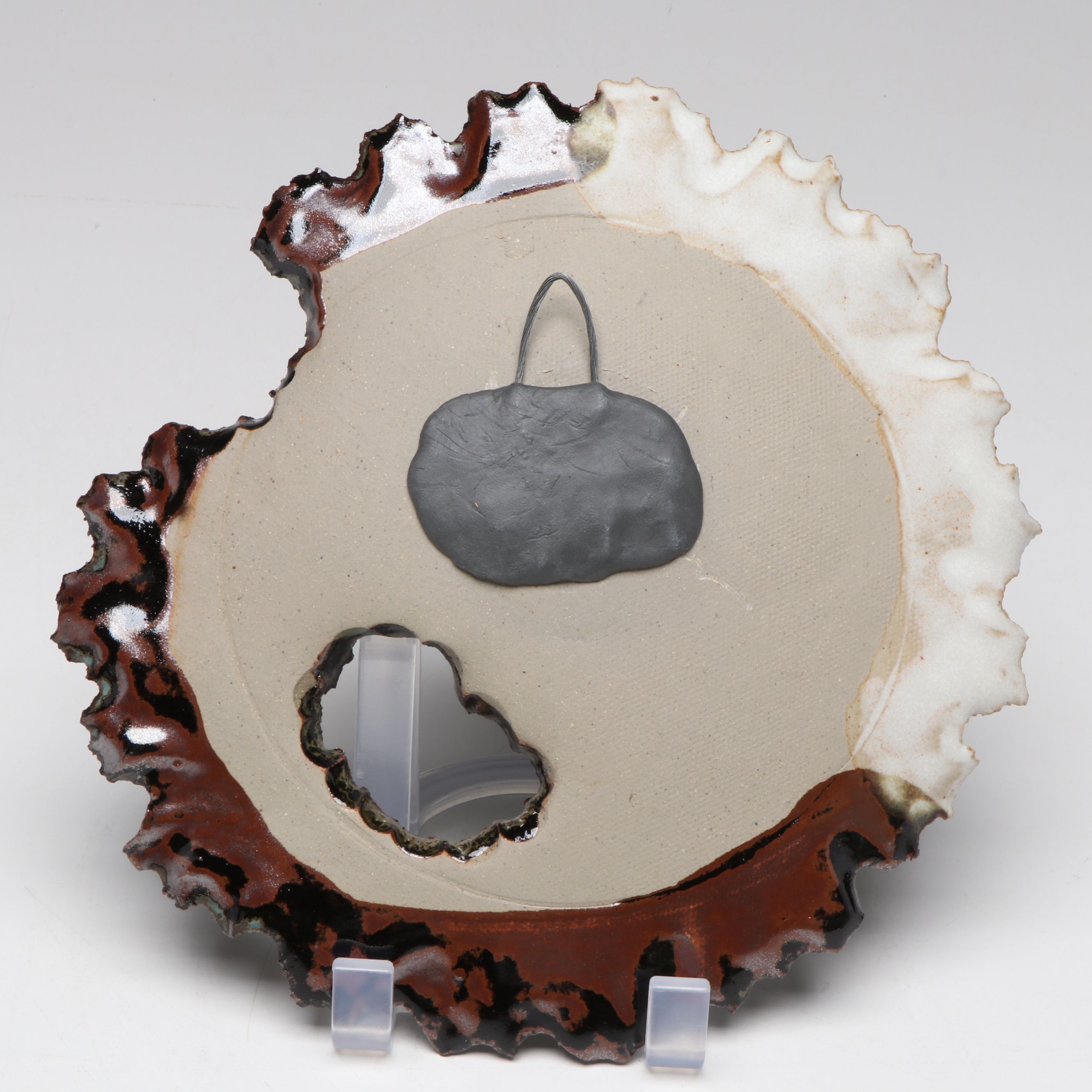 Signed Studio Art Pottery and Other Free Form Ceramic Wall Hanging