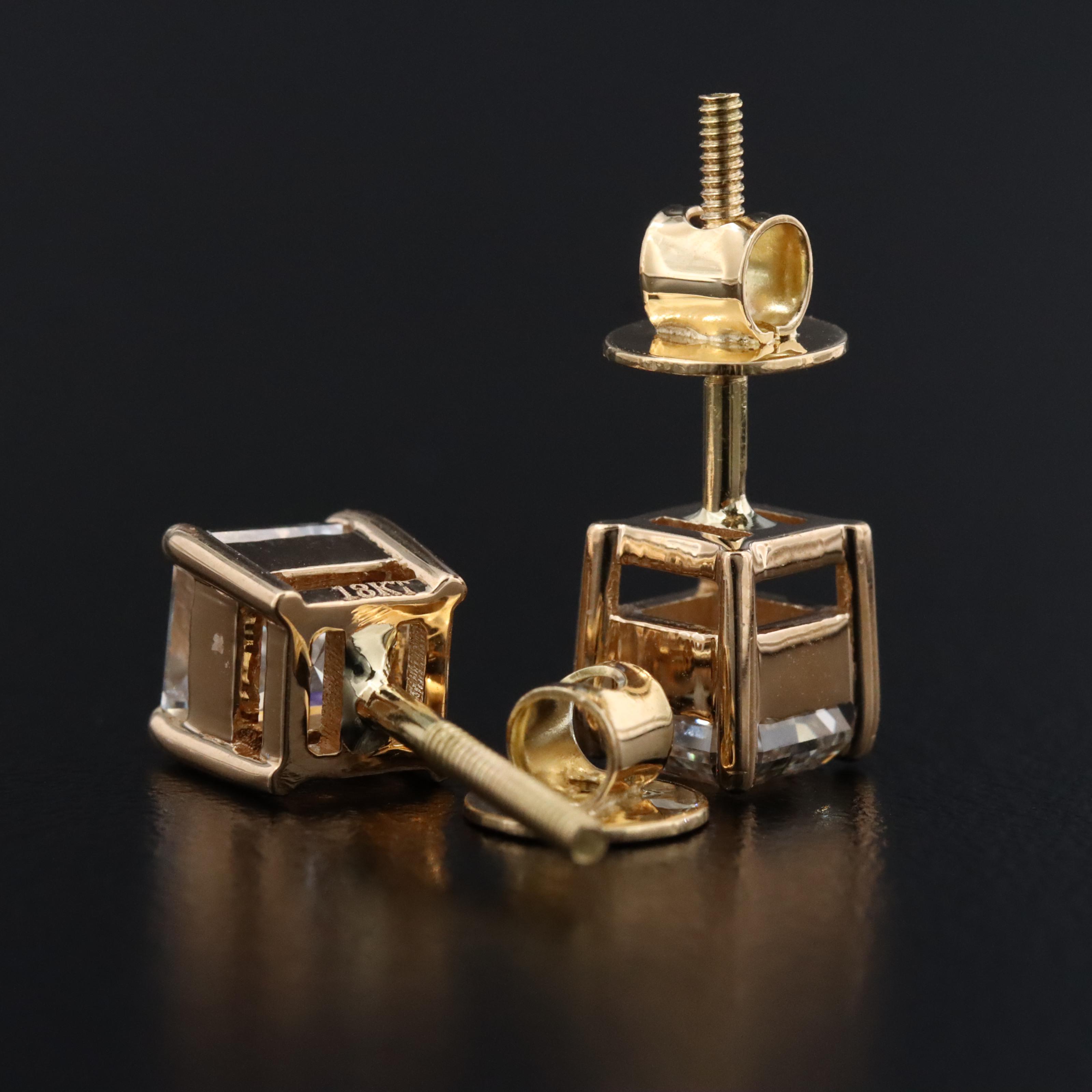 18K 2.04 CTW Diamond Stud Earrings with GIA Reports