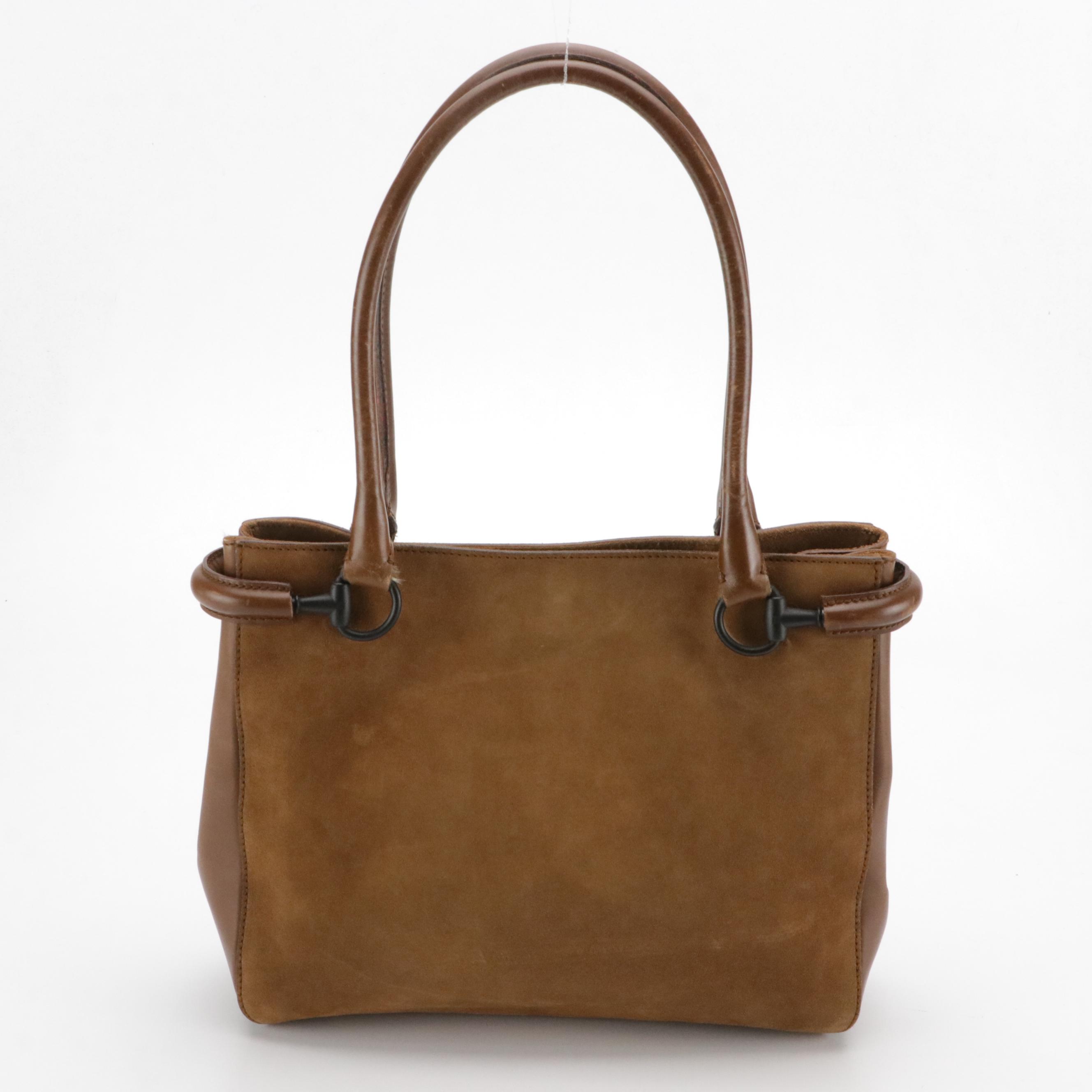 Gucci by Tom Ford Horsebit Tote in Brown Suede and Leather