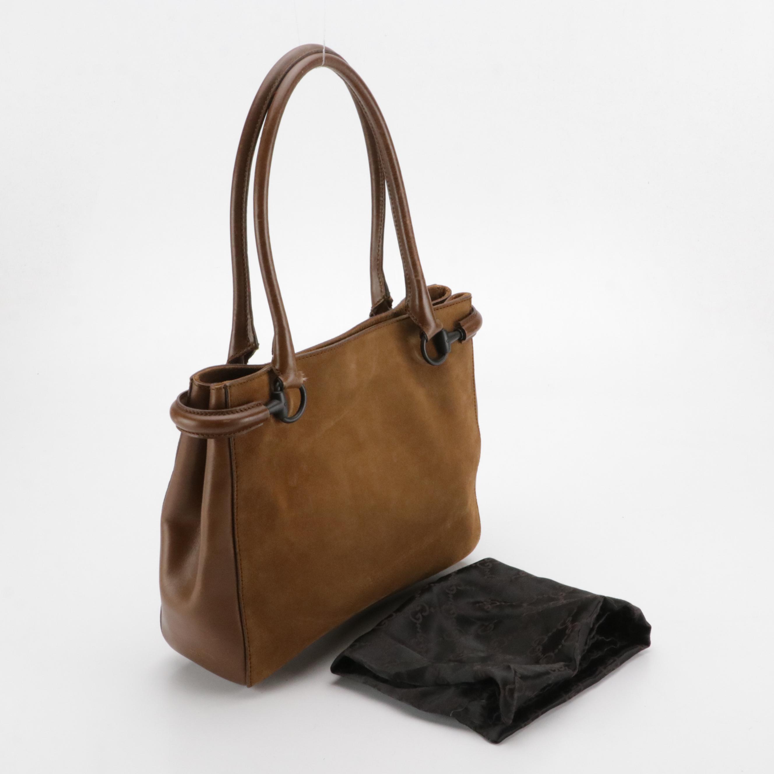 Gucci by Tom Ford Horsebit Tote in Brown Suede and Leather
