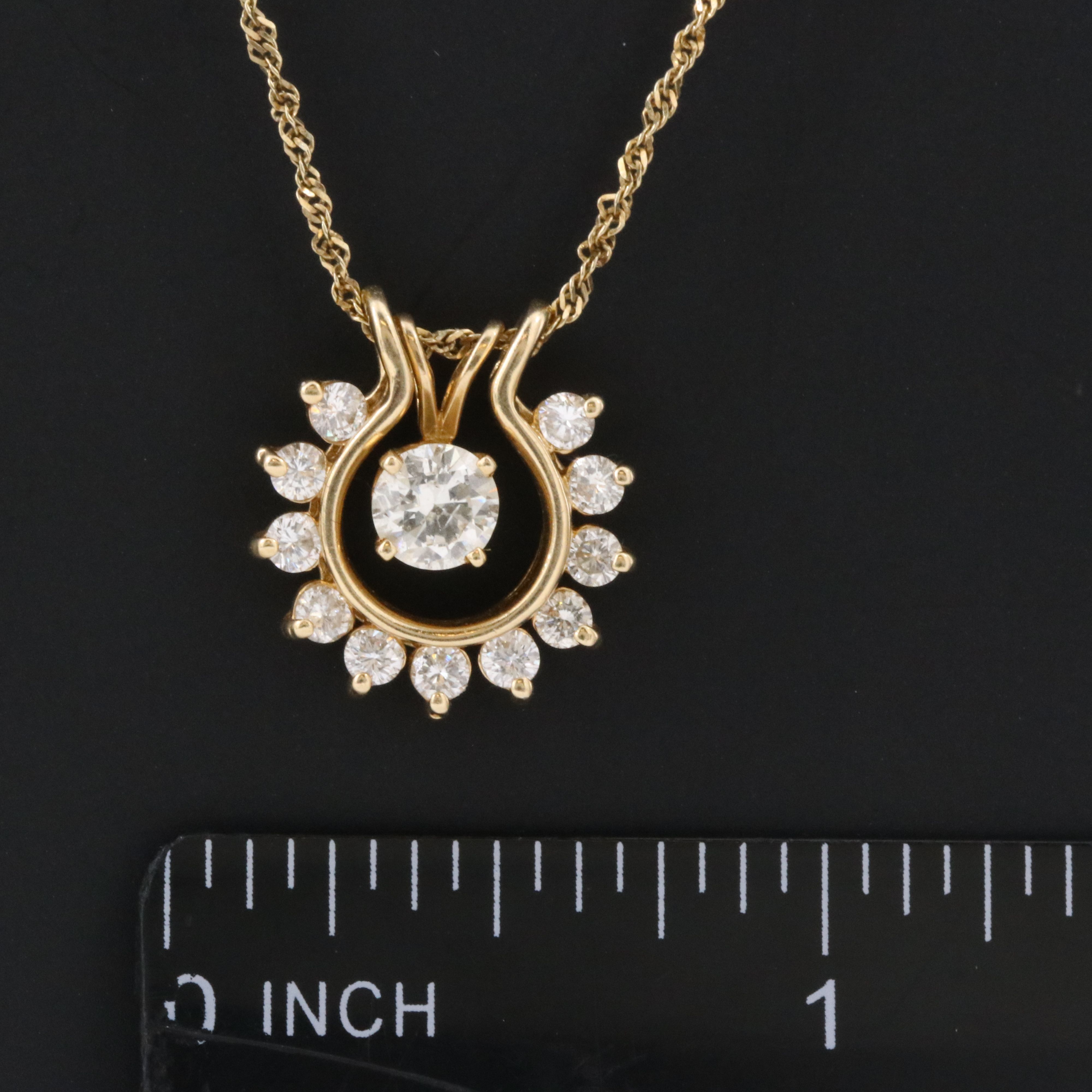 14K 0.86 CTW Diamond Pendant and Enhancer on 10K Chain