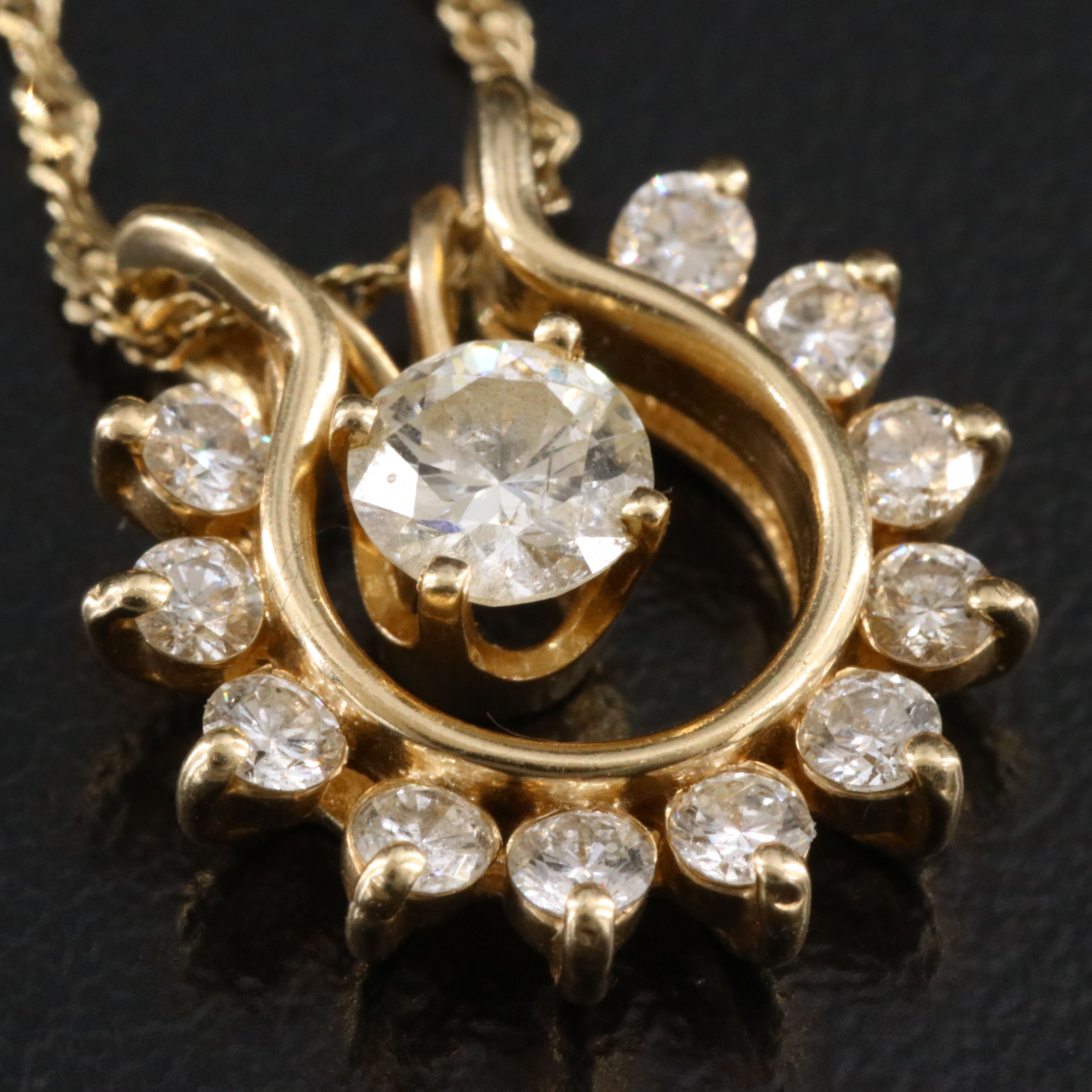 14K 0.86 CTW Diamond Pendant and Enhancer on 10K Chain