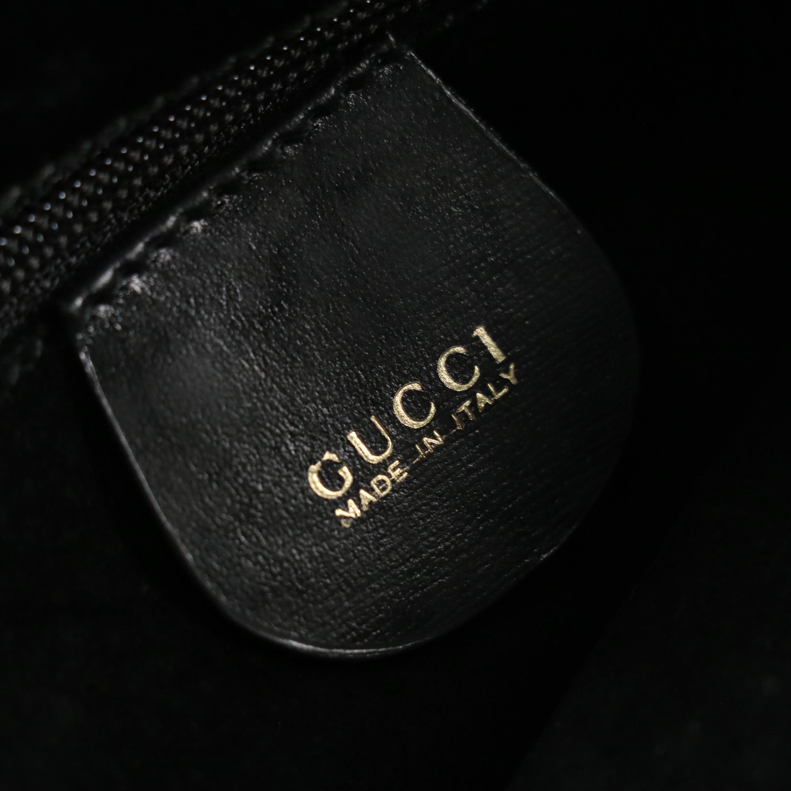 Gucci Single G Shoulder Bag in Black Suede with Leather Trim