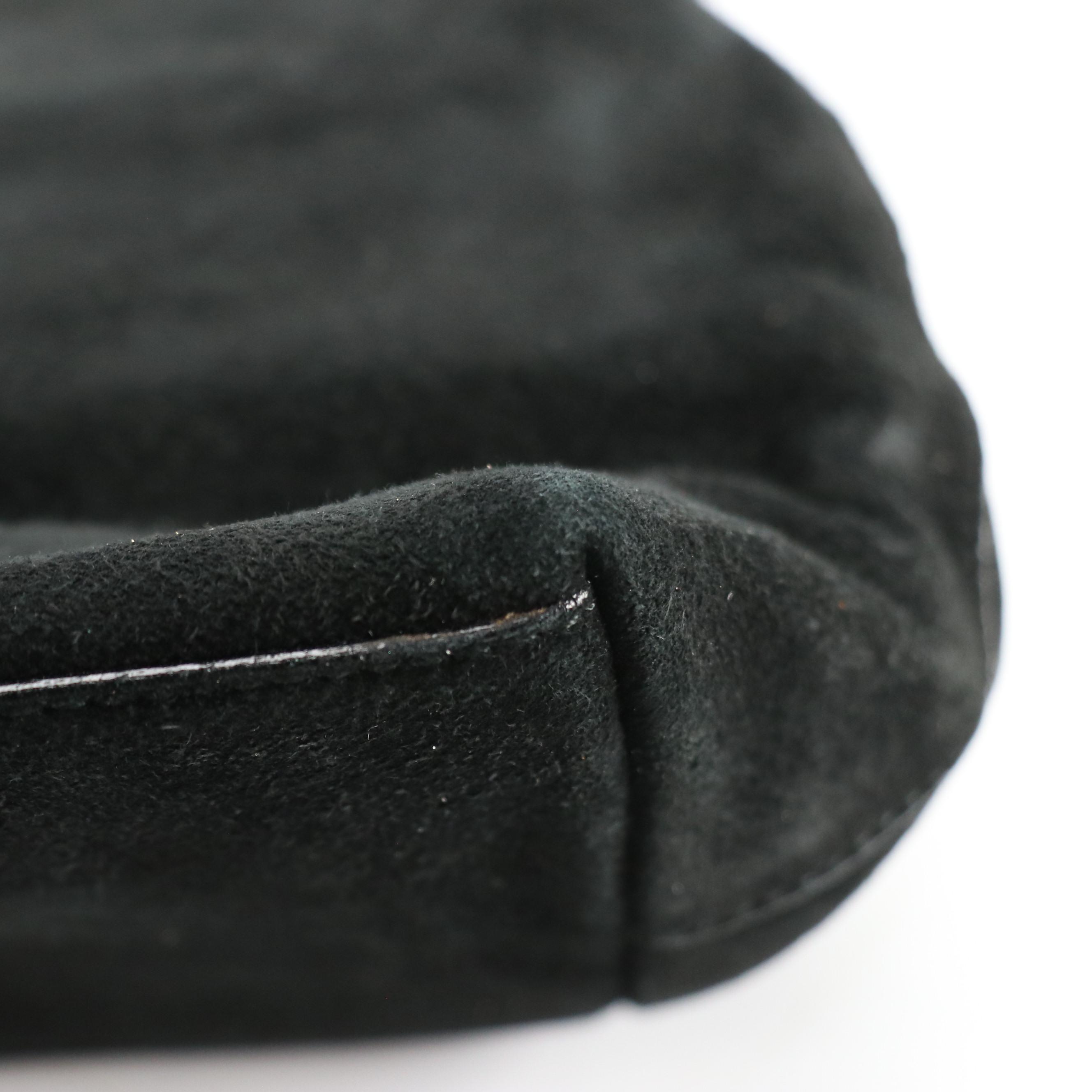 Gucci Single G Shoulder Bag in Black Suede with Leather Trim