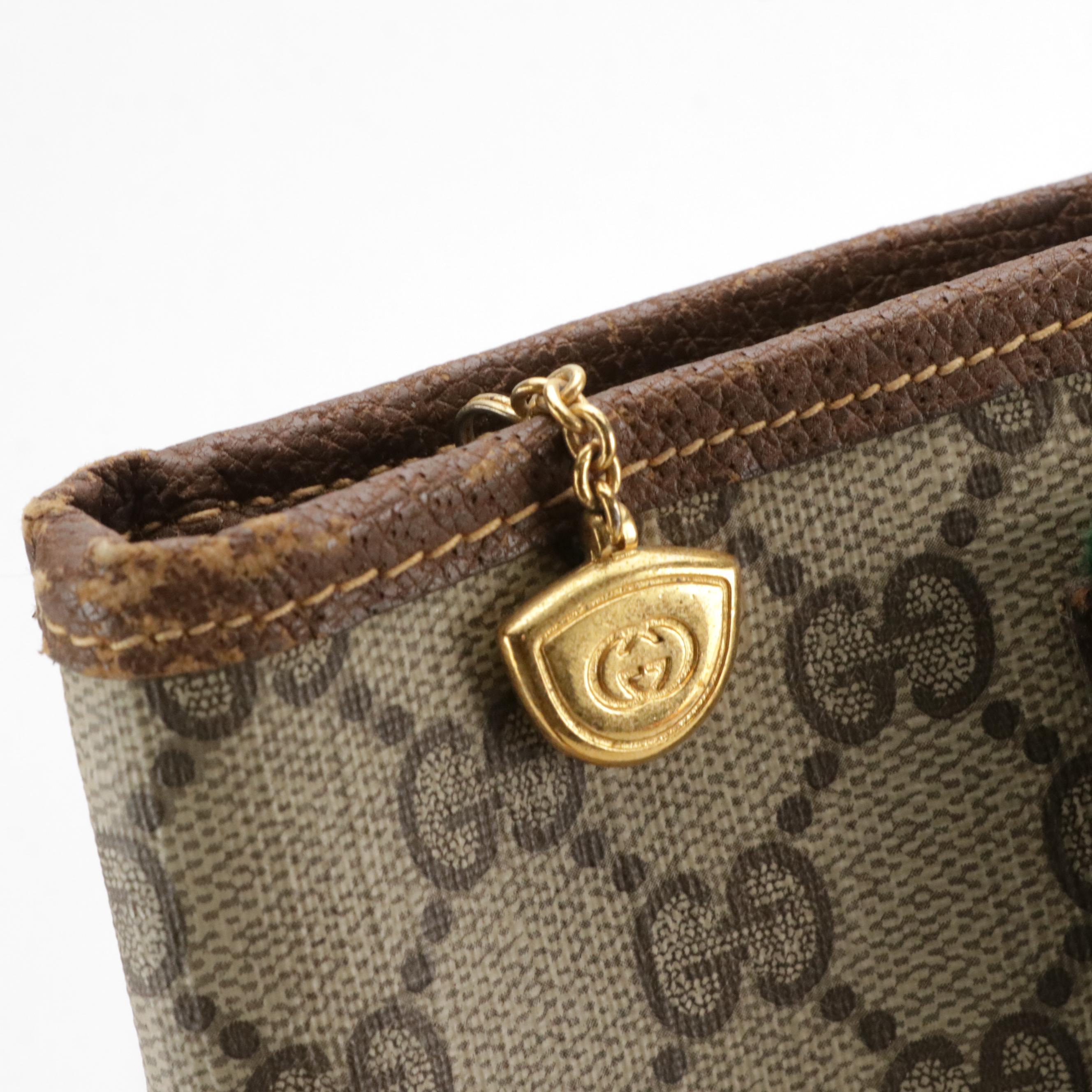 Gucci Large Zip Tote in GG Supreme Canvas, Brown Leather and Web Straps