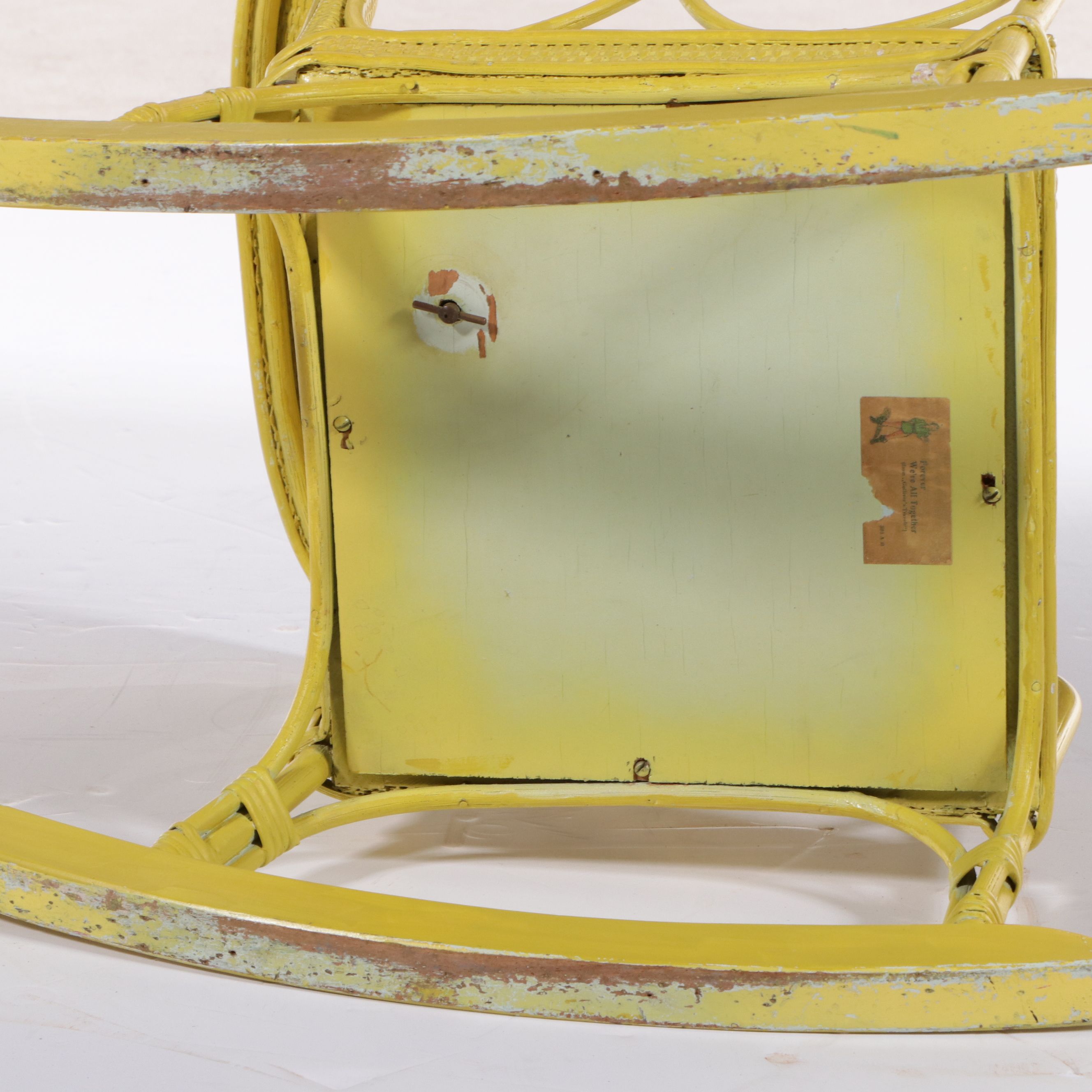 Vintage Yellow Rattan Child's Rocking Chair