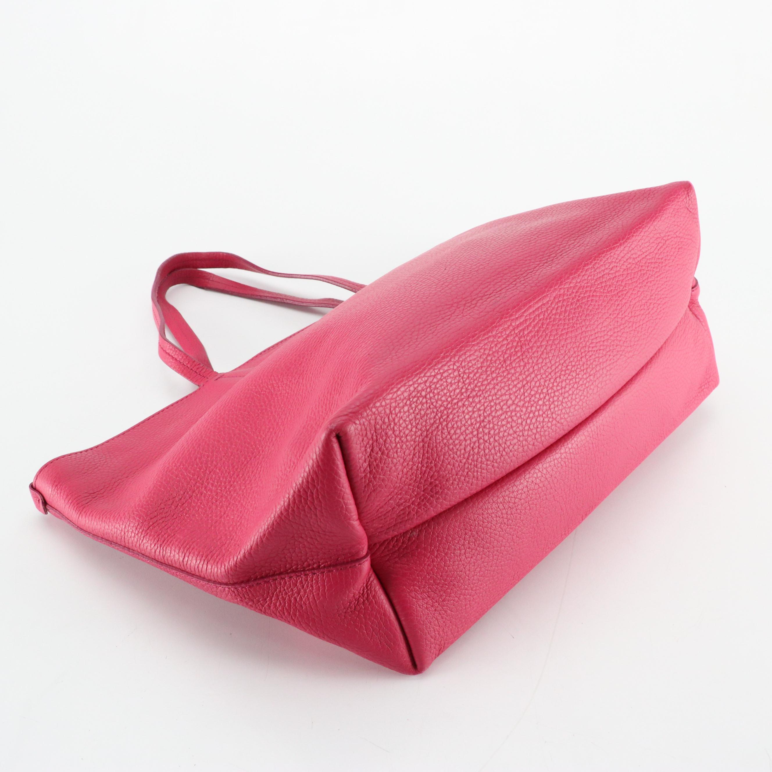 Salvatore Ferragamo Gancini Shoulder Tote in Hot Pink Grained Calfskin Leather