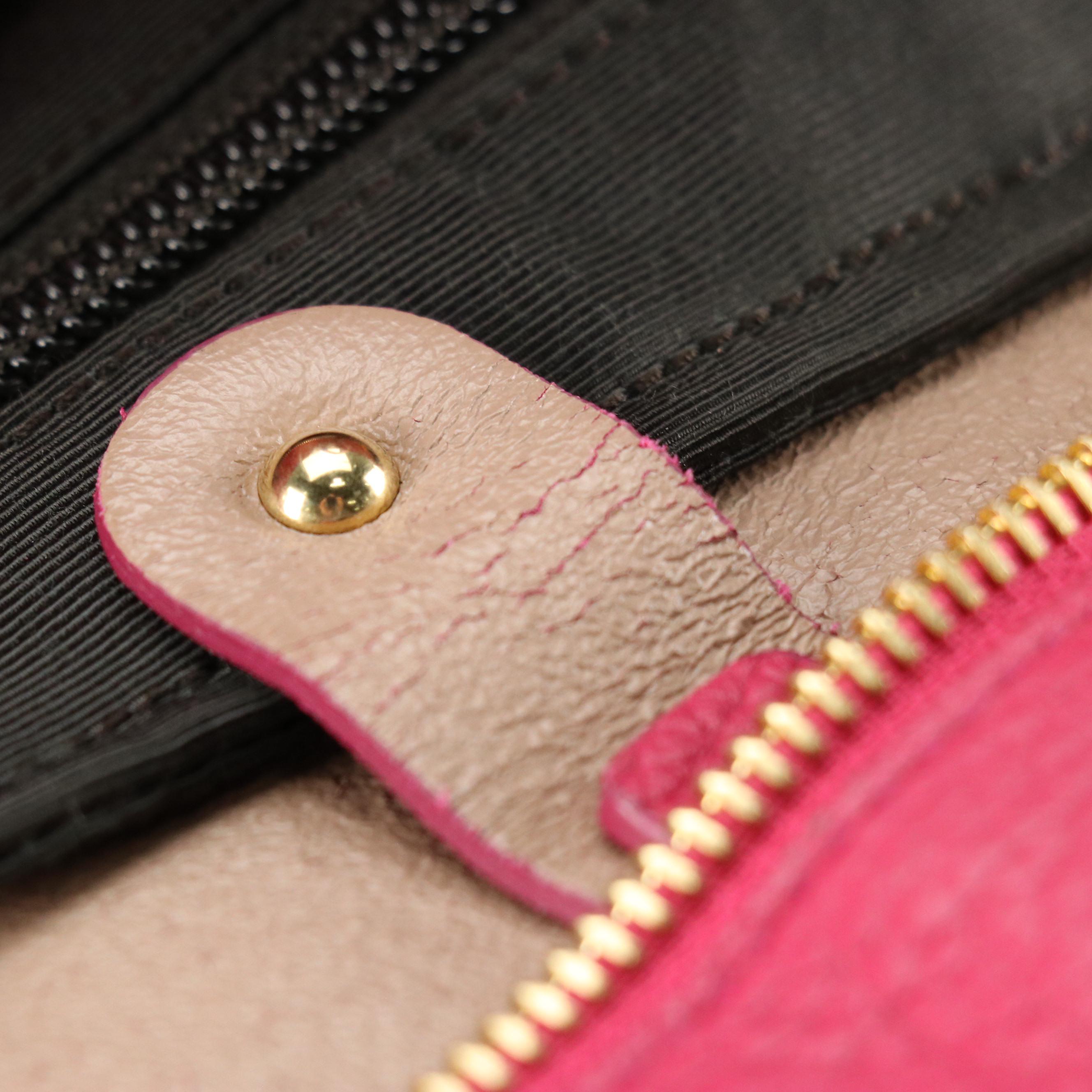 Salvatore Ferragamo Gancini Shoulder Tote in Hot Pink Grained Calfskin Leather