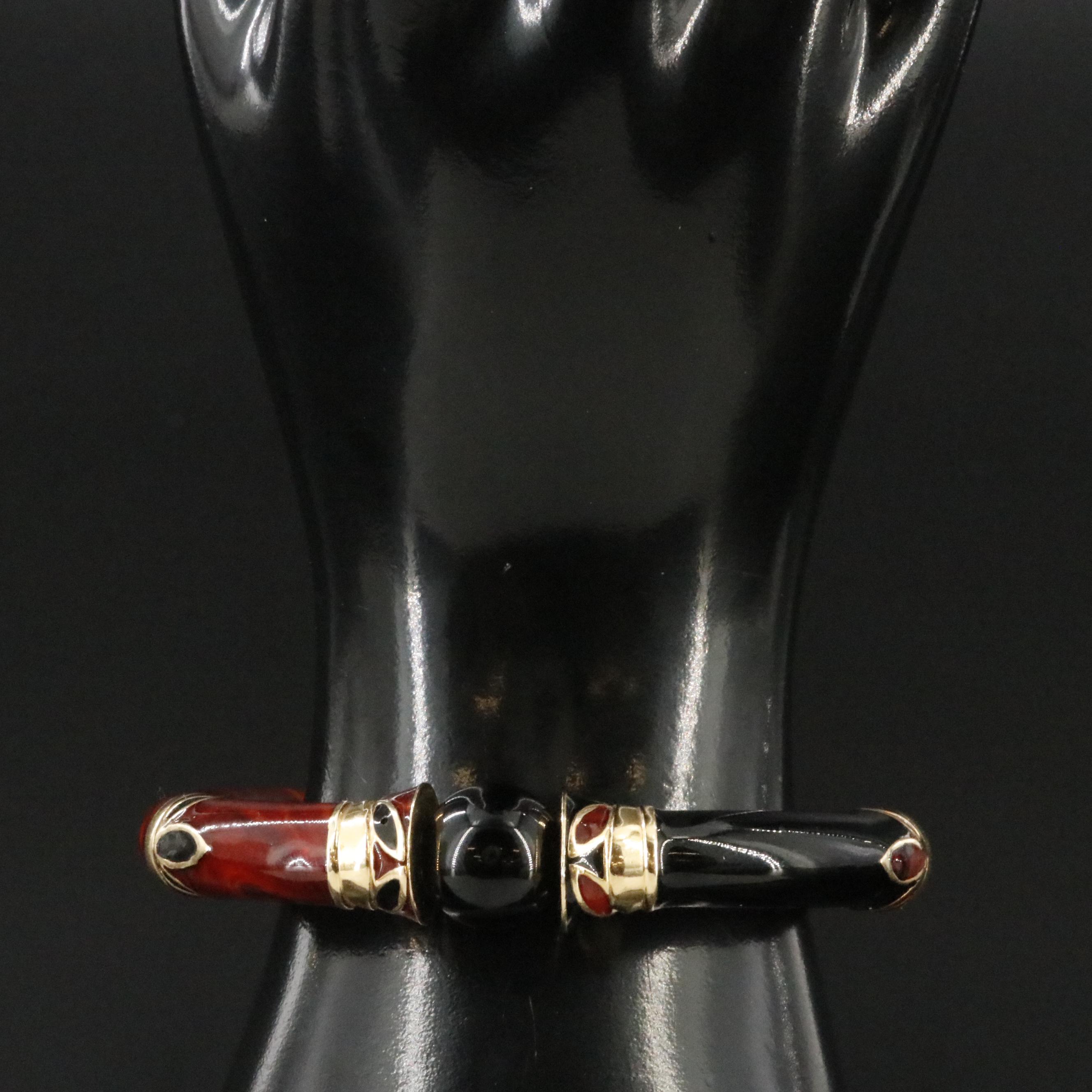 18K and Sterling Enamel Bangle with Black Onyx