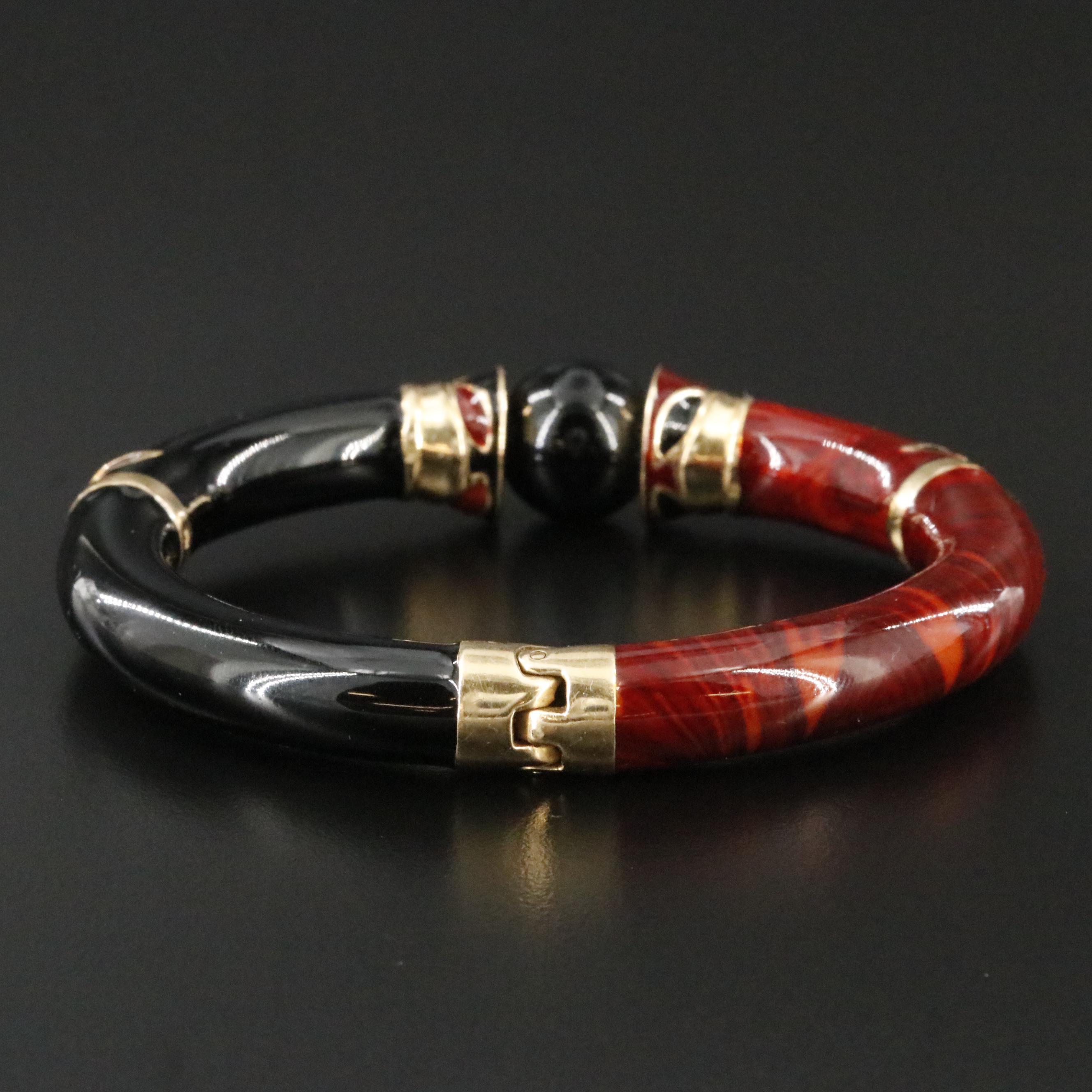 18K and Sterling Enamel Bangle with Black Onyx